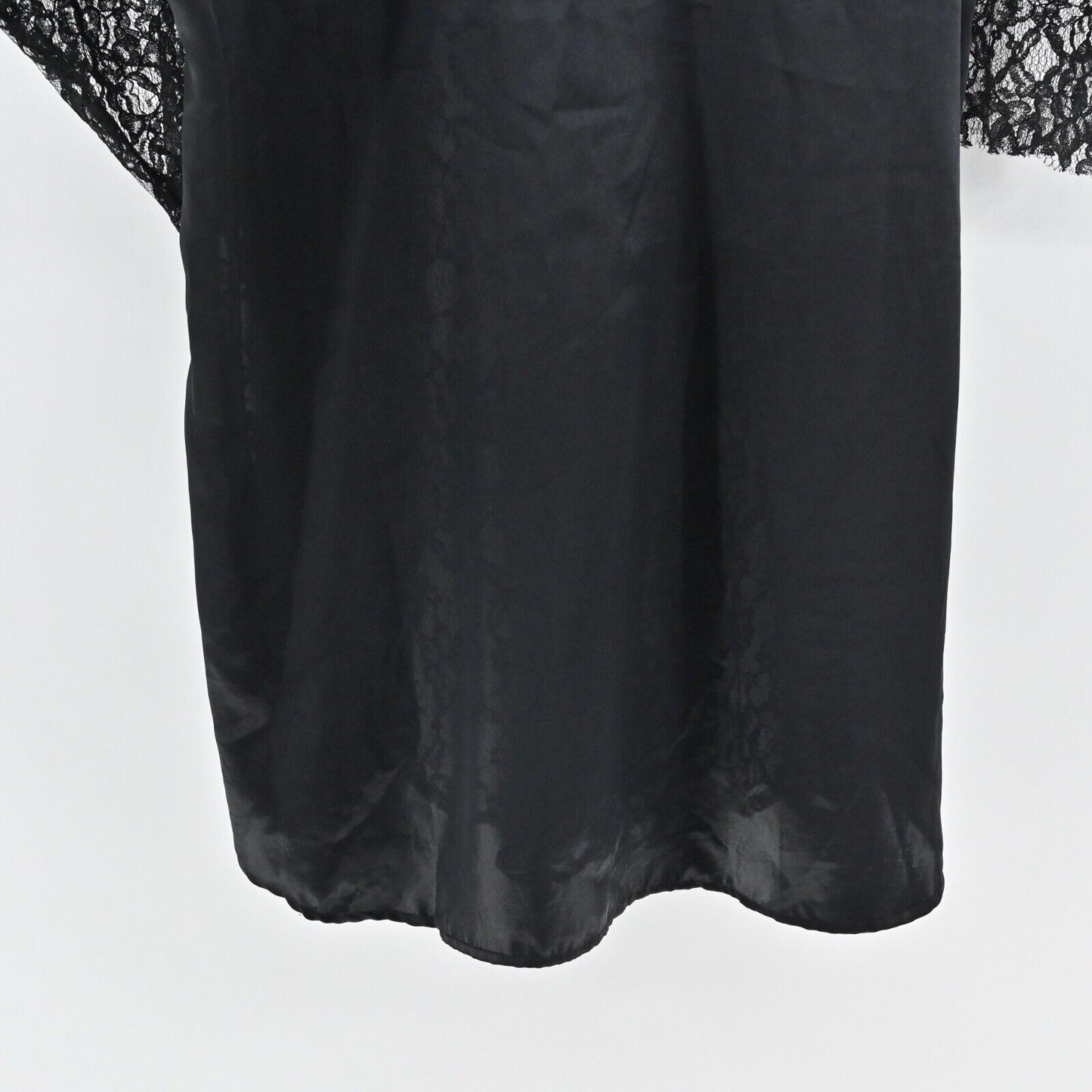 Vtg VICTORIAS SECRET Gold Label Dress Size M/L Black Satin Sheer Floral Lace 80s