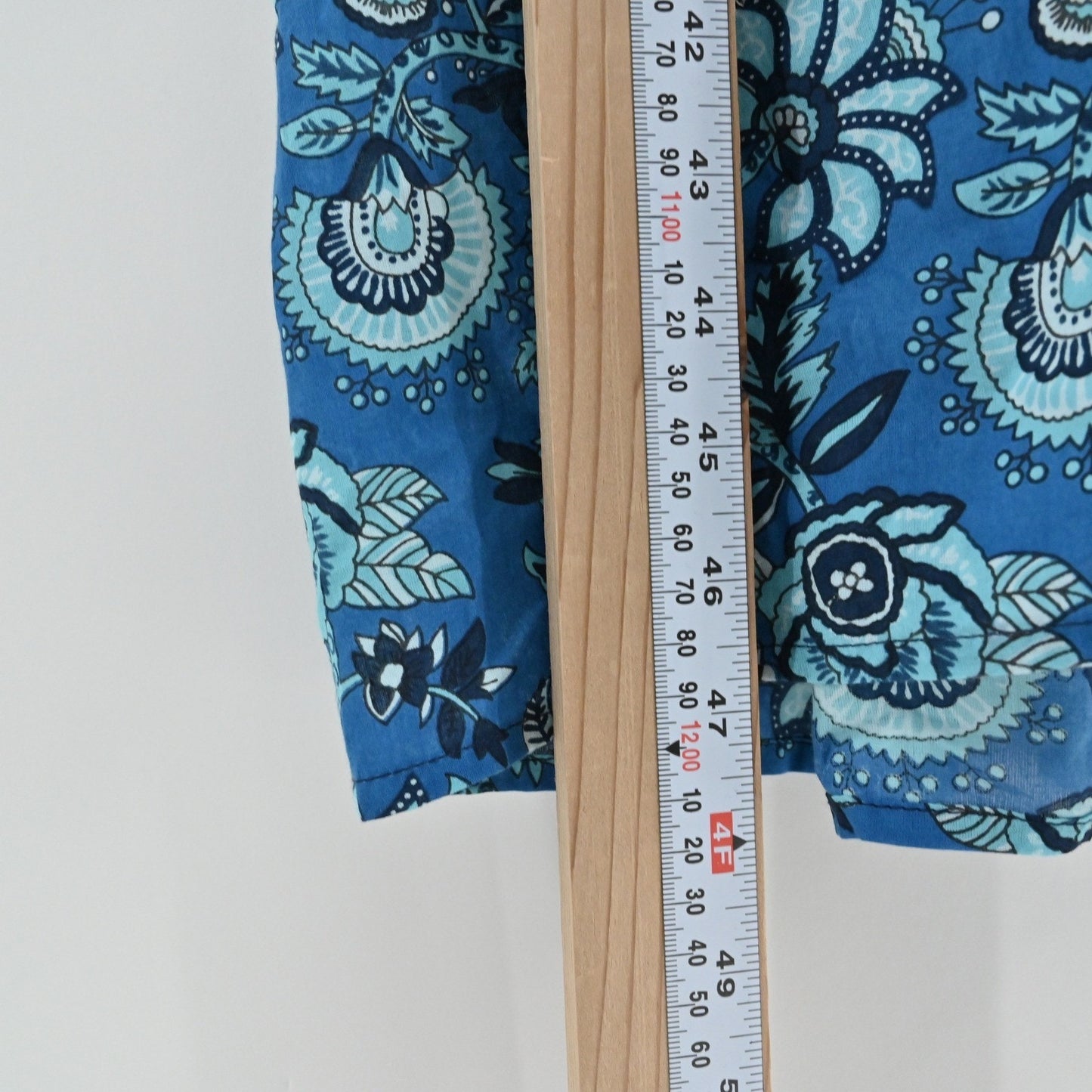 Millie Resort Travel Floral Dress Size L Blue Paisley Bohemian Cotton India Boho