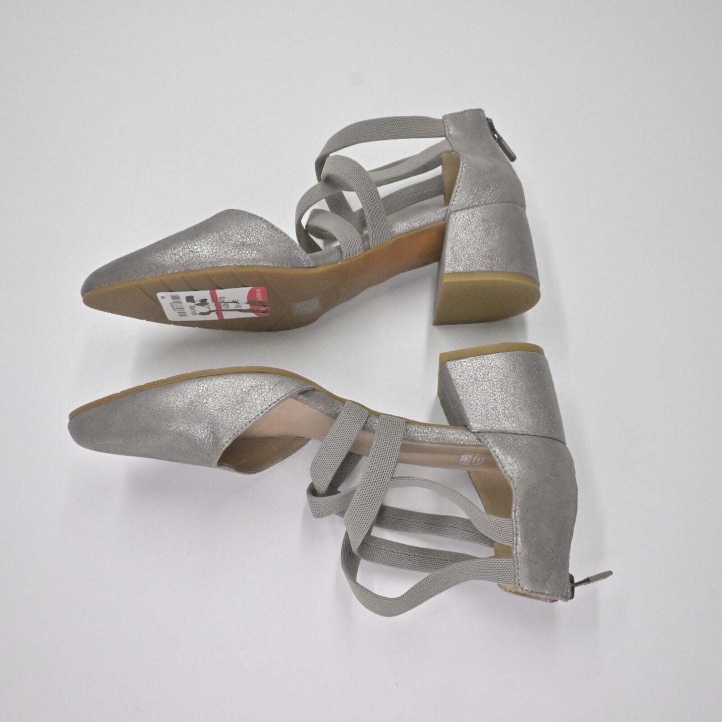 EILEEN FISHER Pumps Womens Size 7.5 Juku Mica Silver Strappy Closed Almond Toe