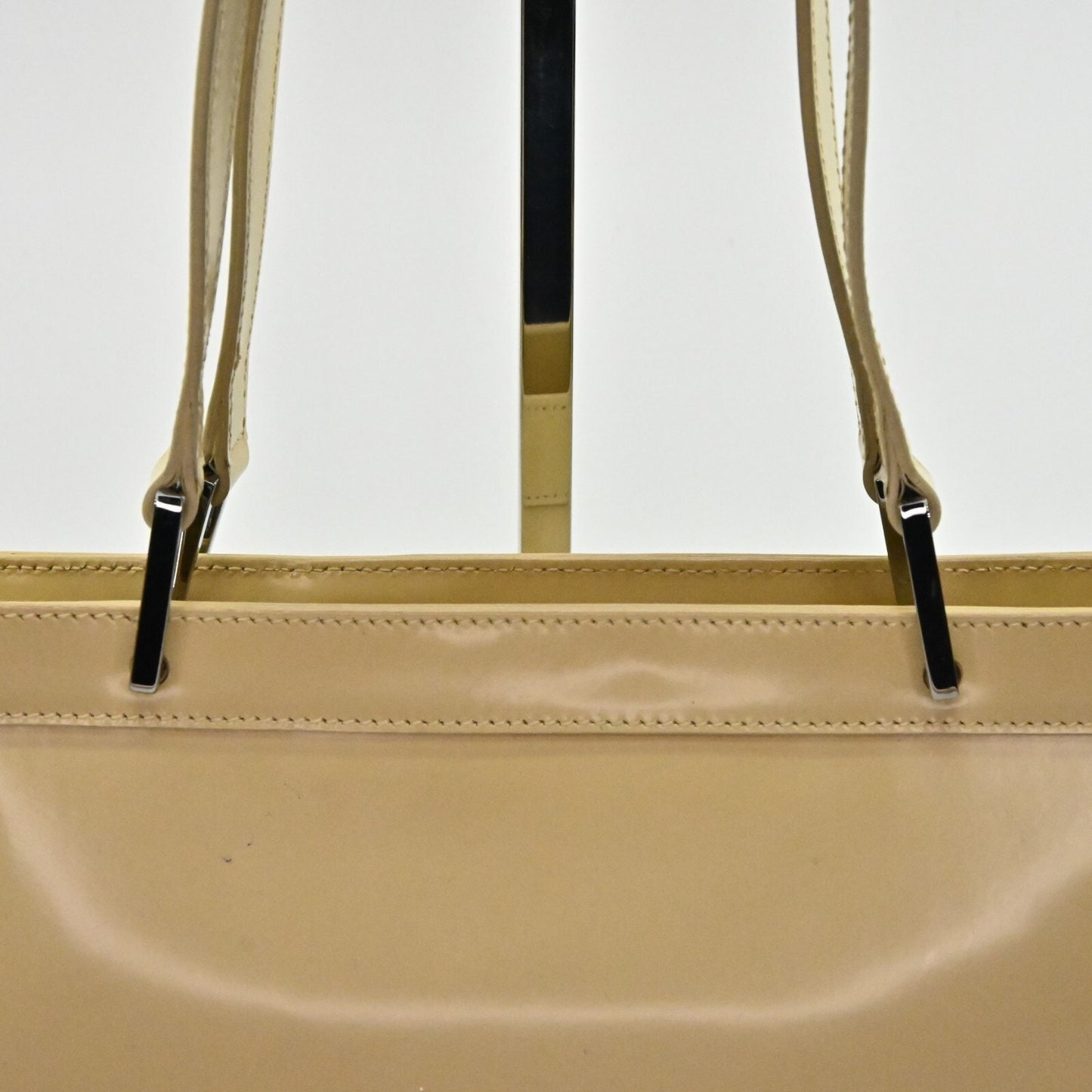 GUCCI Bag Jackie Beige Patent Leather Double Handle Classic Shoulder Tote Bag