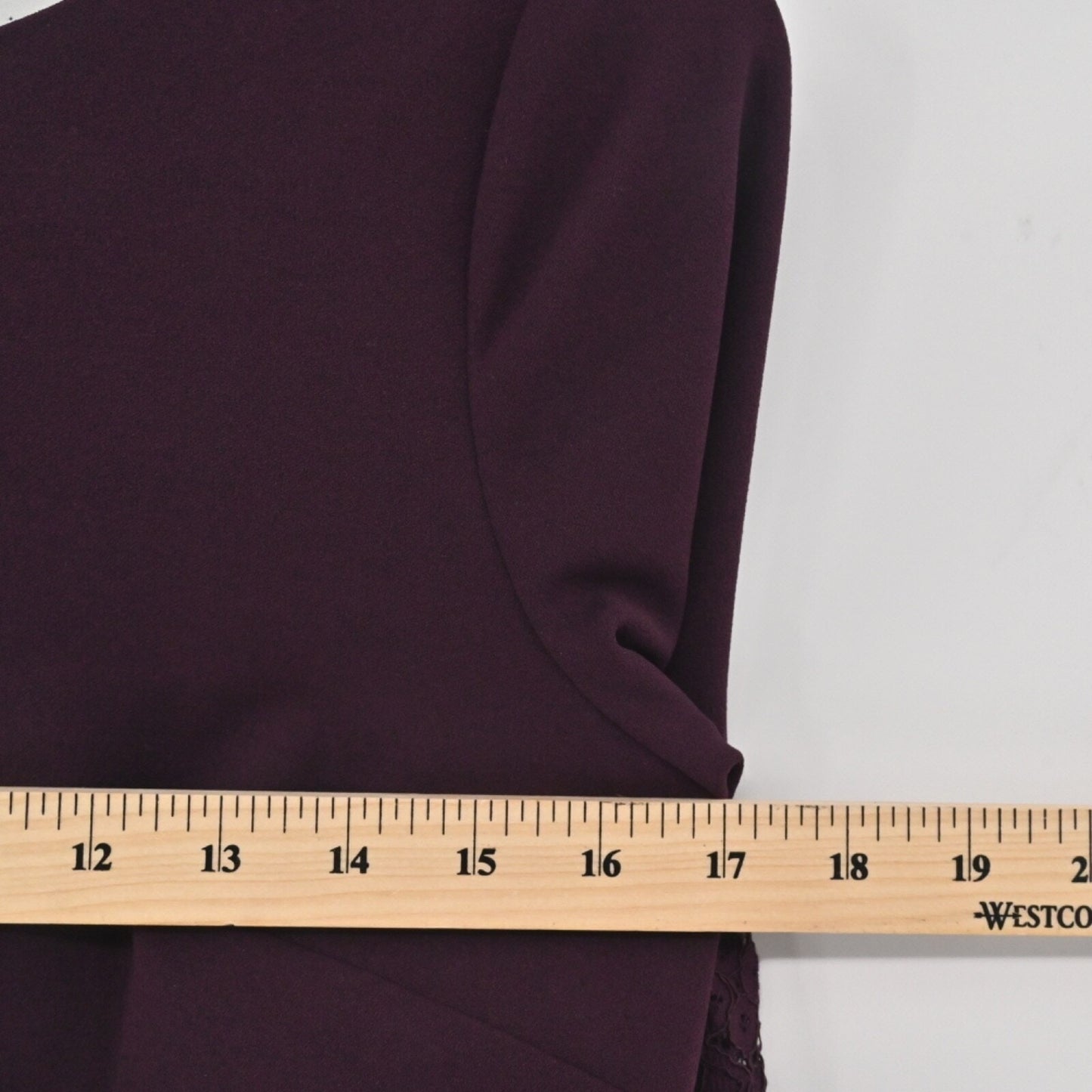 Calvin Klein Burgundy Sheath Dress Size 4 Lace Bell Sleeve Sheath Moody Romantic