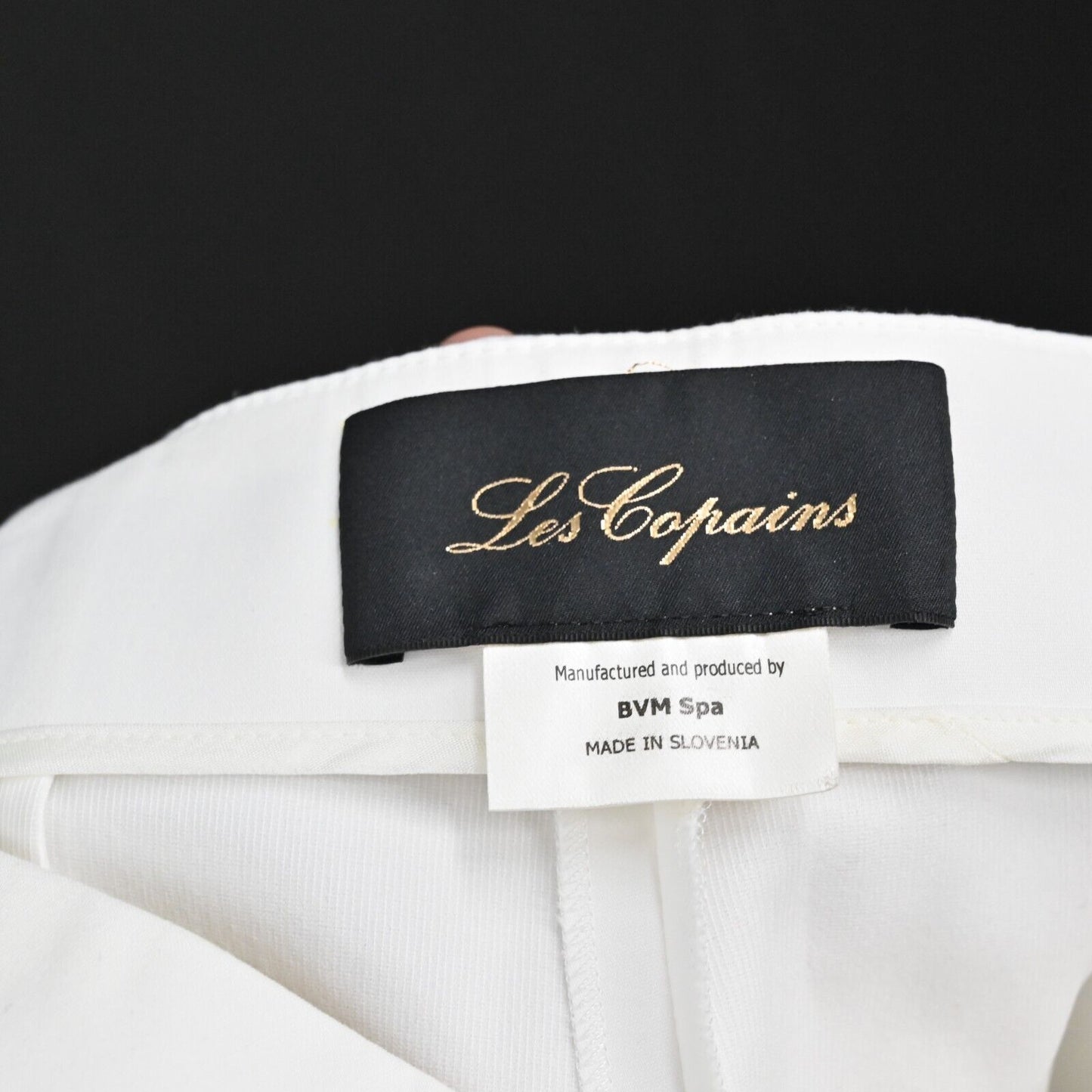 LES COPAINS Pants Womens Size 46 Sailor Button Milk White Solid High Rise NEW