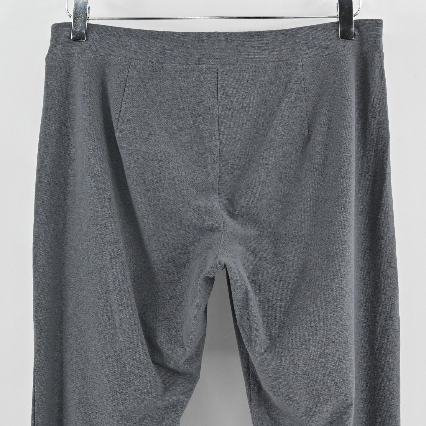 Eileen Fisher Washable Stretch Crepe Straight Pants Size S Gray Knit Lagenlook