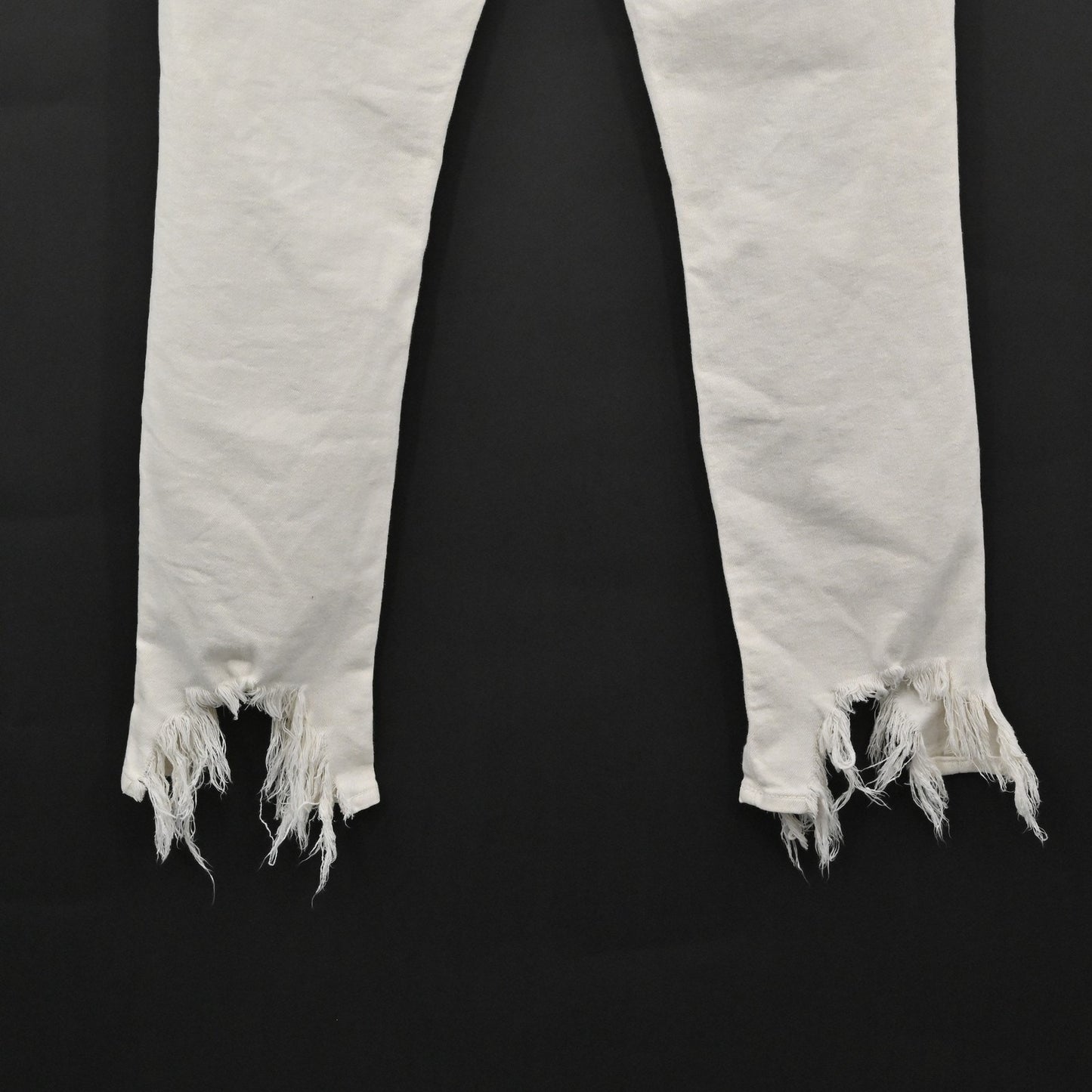 L'Agence Womens Distressed Jeans 27 Cream High Line Skinny Frayed Hem Ripped USA