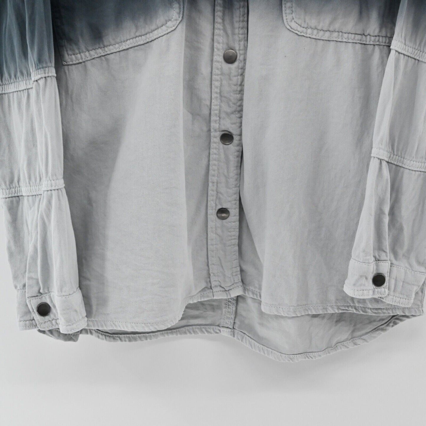 ELAN Jacket Womens Size S Blue Gray Ombre Rock Roll Devan Denim Shacket Cotton