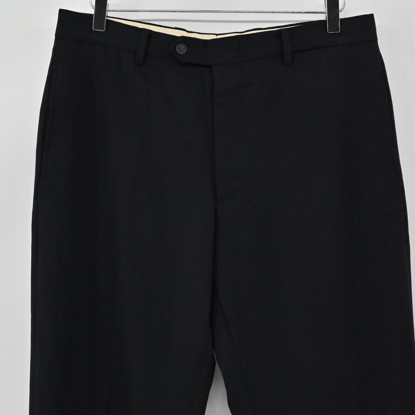 CANTARELLI Dress Pants Mens Sz IT 50 Loro Piana Italian Fabric Solid Black Wool