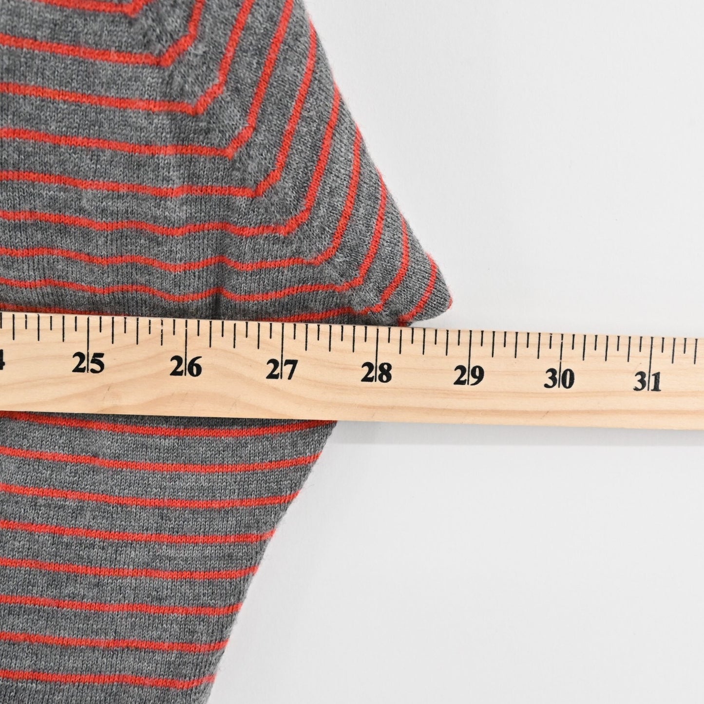 Eileen Fisher Womens Merino Wool Sweater Small Gray Red Striped Hoodie Pullover