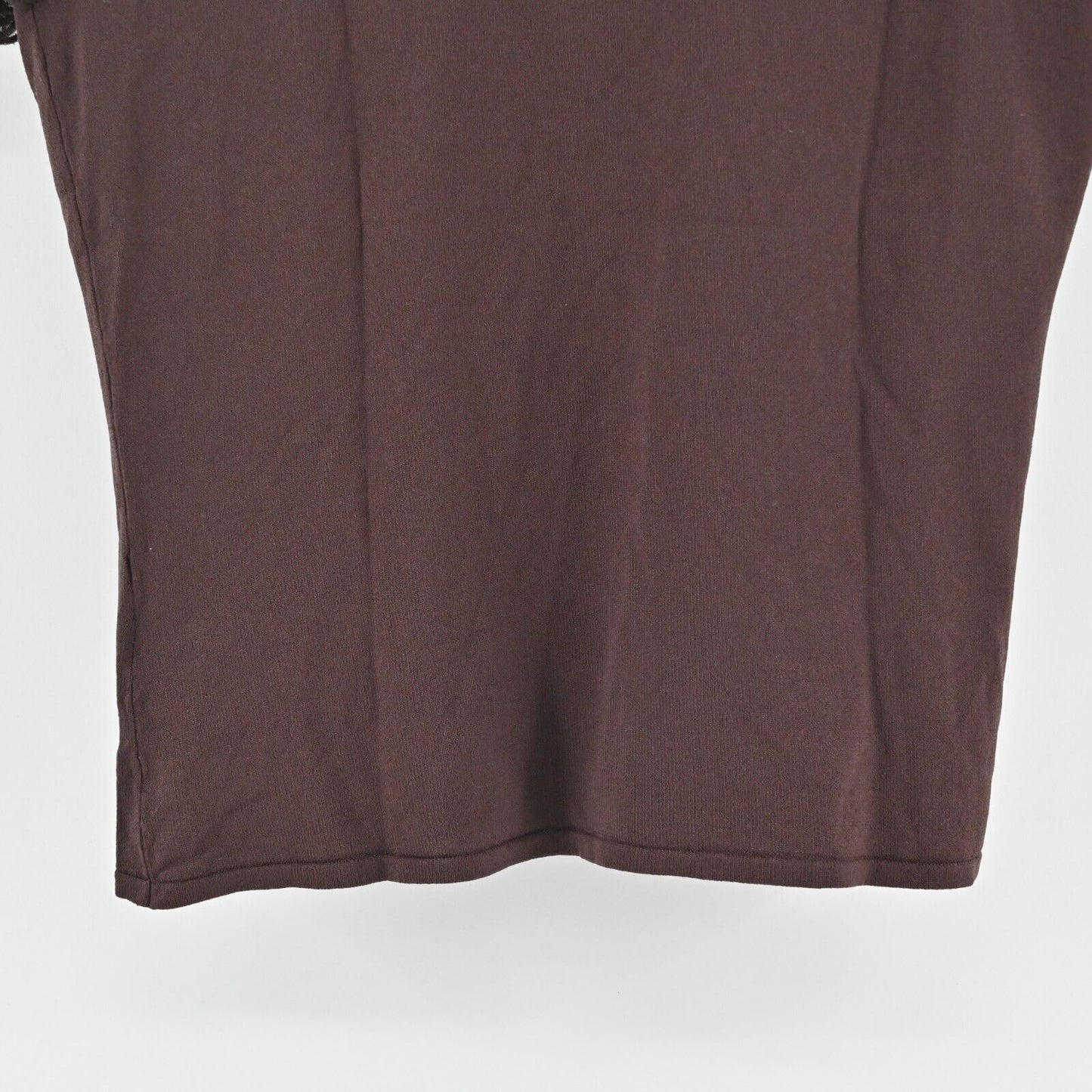POIS Top Womens Size M VNeck Rosette Sequin Sheer Short Sleeve Chocolate Brown