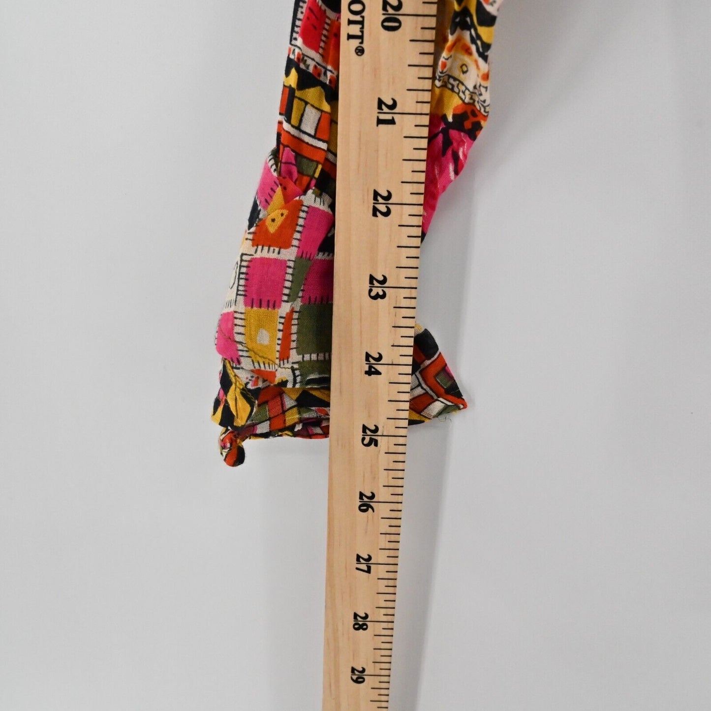 Vtg GITANO Top Womens Size S Patchwork Ruffle Long Sleeve Multicolor Blouse