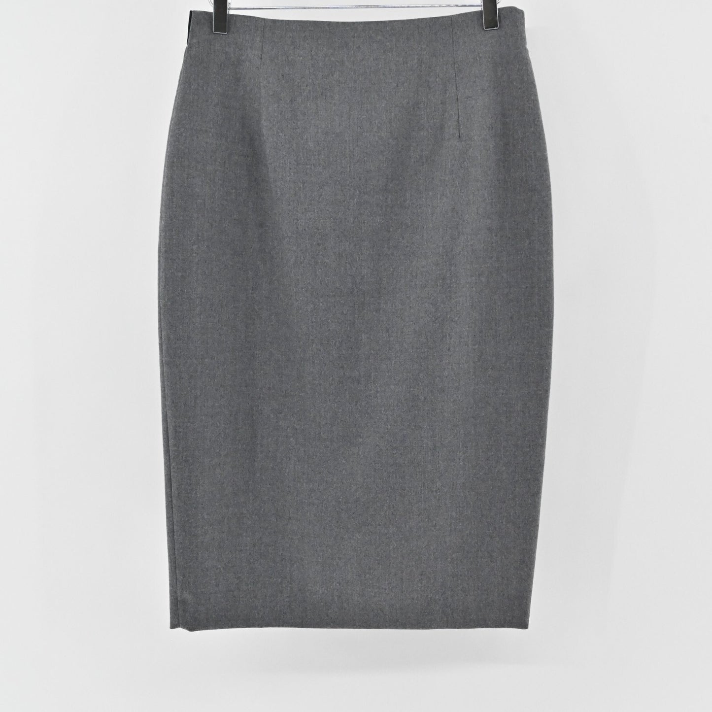 LES COPAINS Gray Wool Skirt Size 46 Knee Length Pencil Minimalist Career Luxury