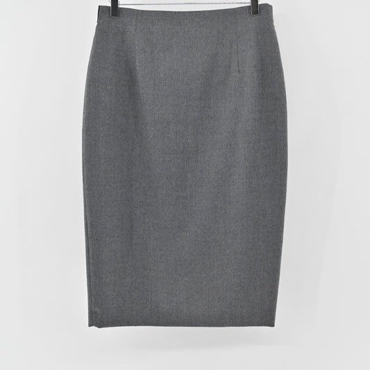 LES COPAINS Gray Wool Skirt Size 46 Knee Length Pencil Minimalist Career Luxury