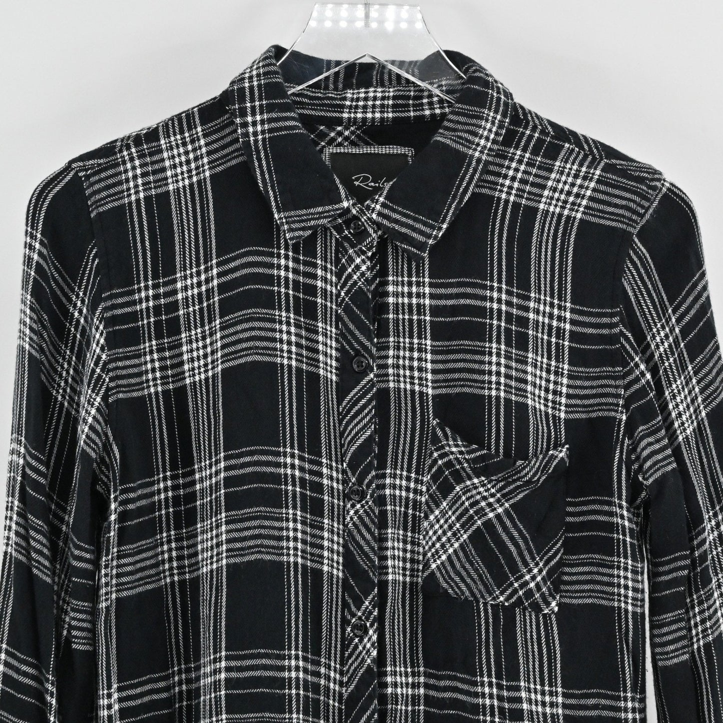 Rails Womens Hunter Plaid Top Size S Grunge Western Black White Button Shirt