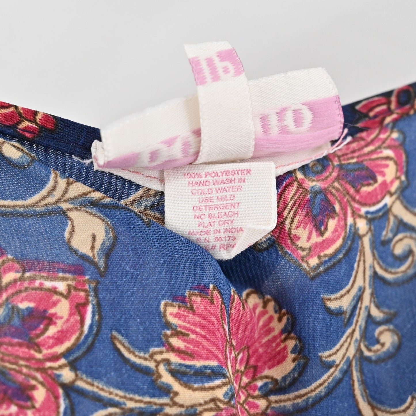 BOEMO Dress Size LP Navy Red Long Sleeve VNeck Tie Waist Floral Print Boho Maxi