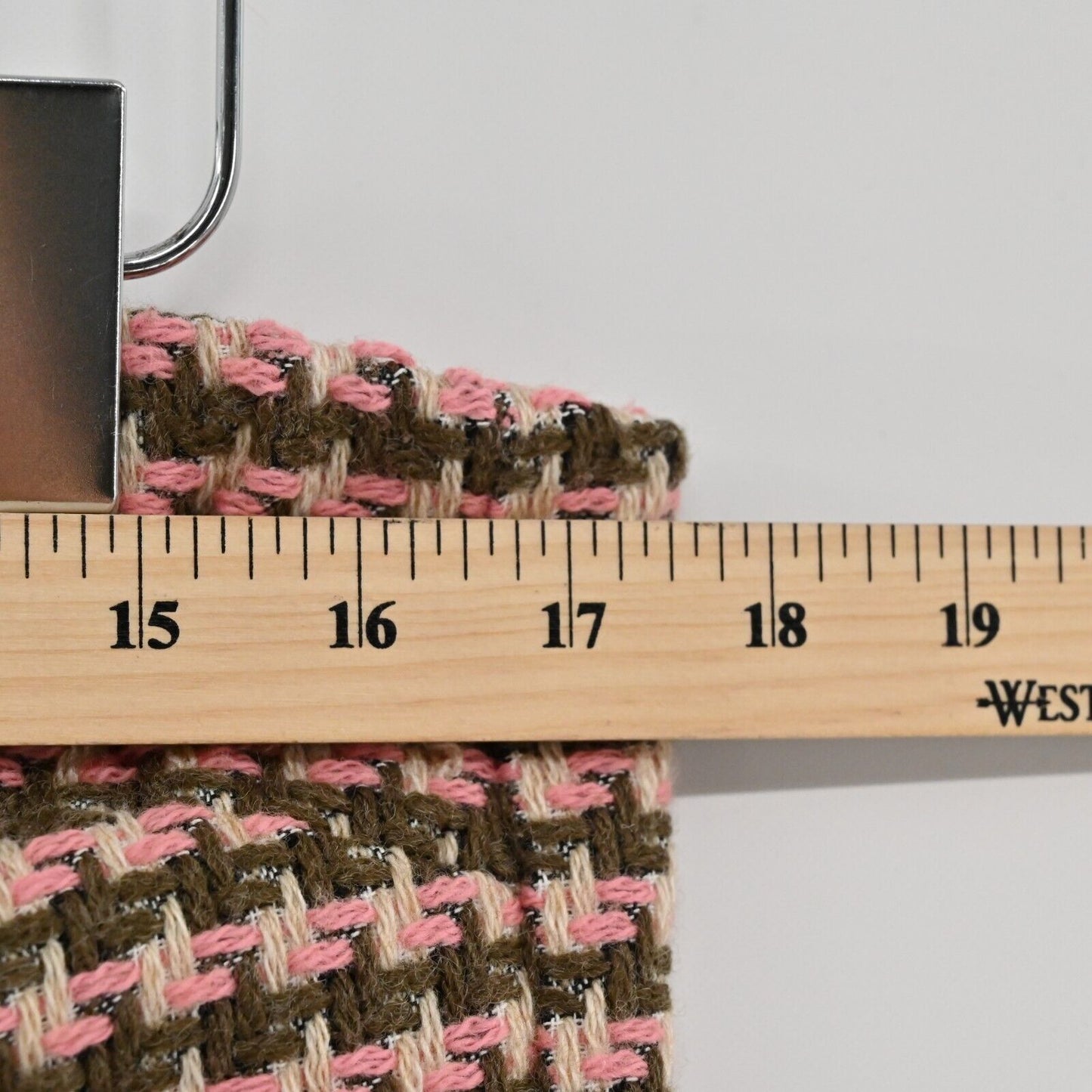 Vtg RUTH Dress Womens Sz 10 Strapless Wool Brown Pink Flower Detail Houndstooth