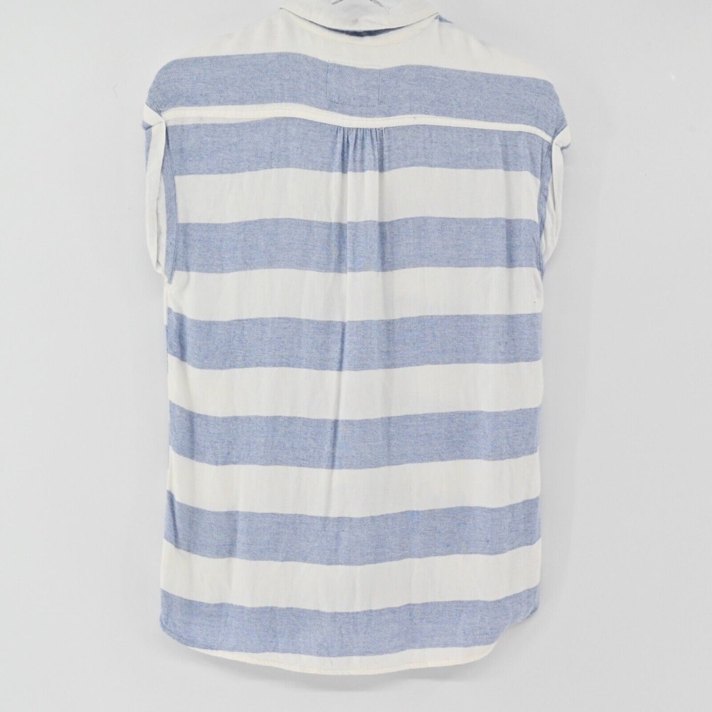 RAILS Top Women Sz XS Blue White Stripe Rolled Cap Sleeve Britt Button Up Beach