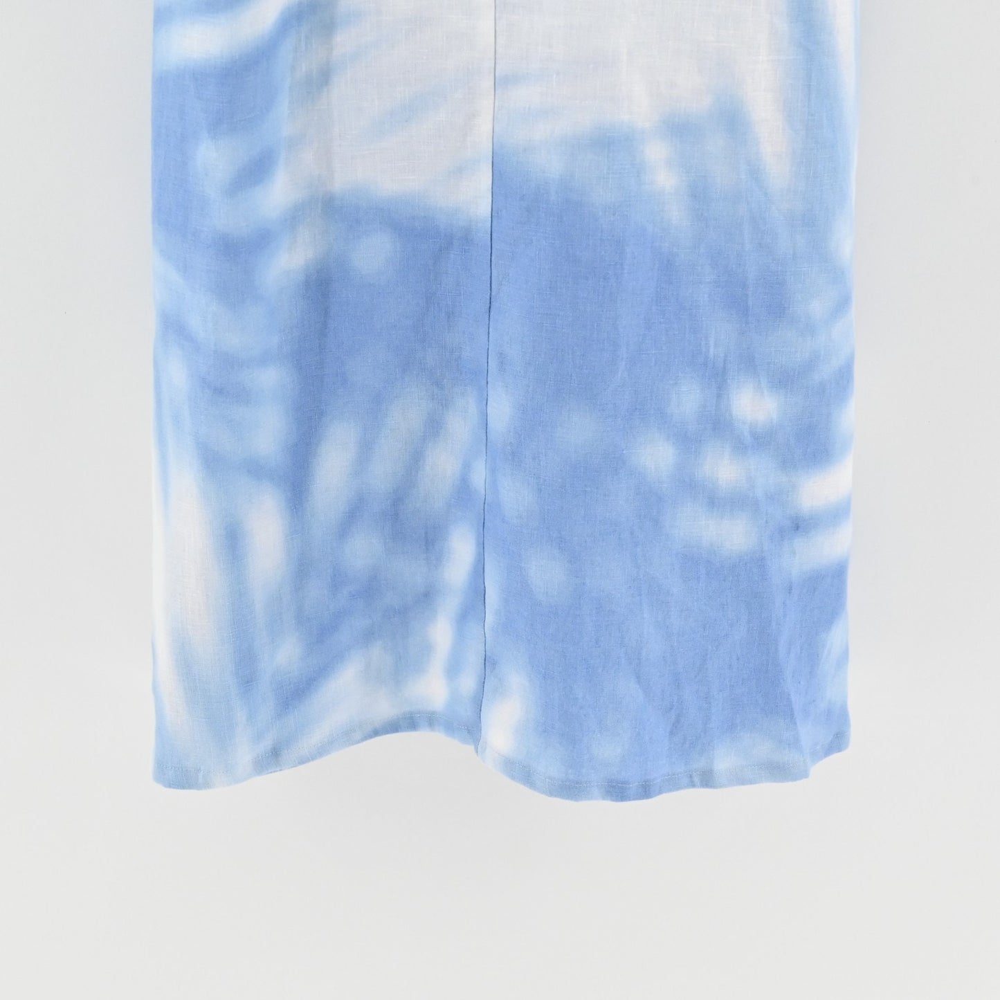 J Jill Love Linen Midi Dress Size XS ALine Breeze Abstract Palm Leaf Blue White