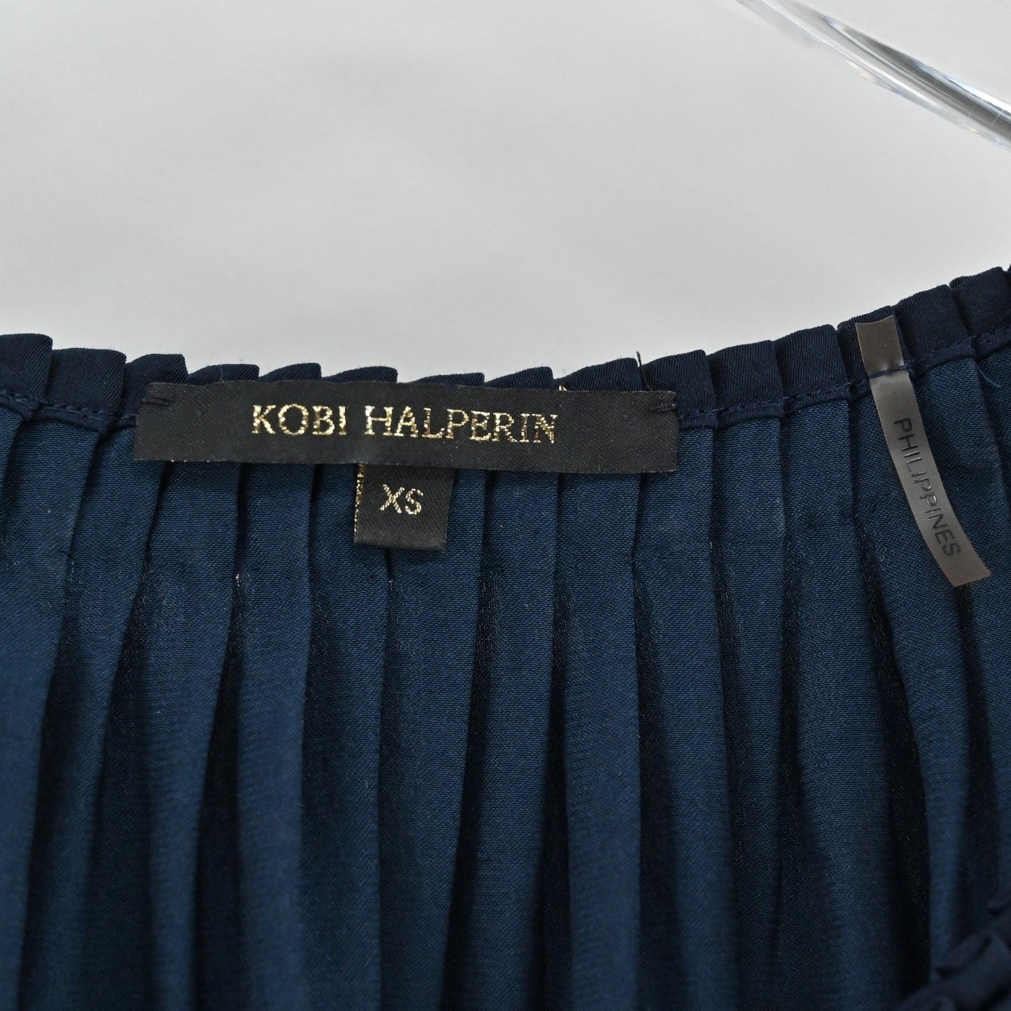 KOBI HALPERIN Womens Caprice Tie Neck Blouse Sz XS Navy Romantic Long Sleeve Top