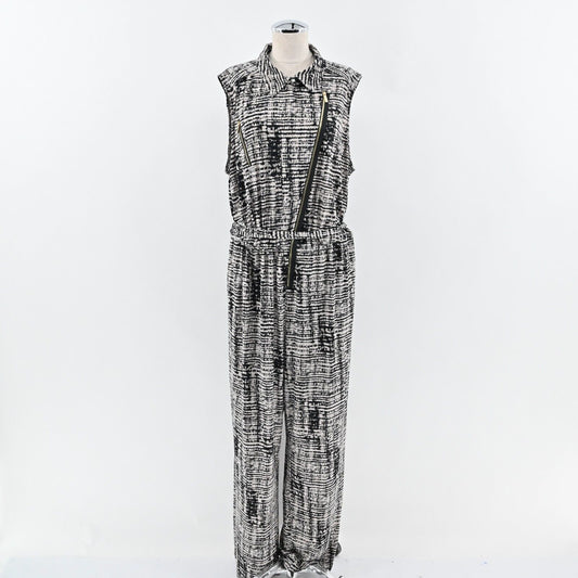 CALVIN KLEIN Jumpsuit Womens Size XXL Sleeveless Wide Leg Printed Stretch Zip