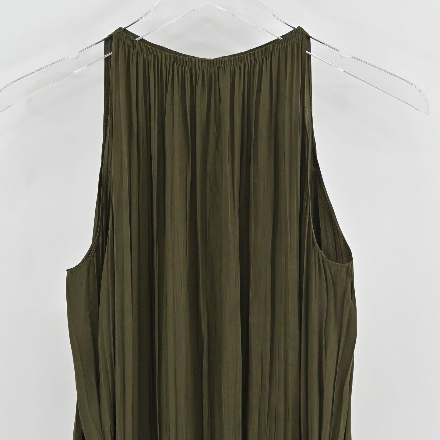 Ramy Brook Lauren Cold Shoulder Dress XXS Olive Green Pleated Earthy Ethereal