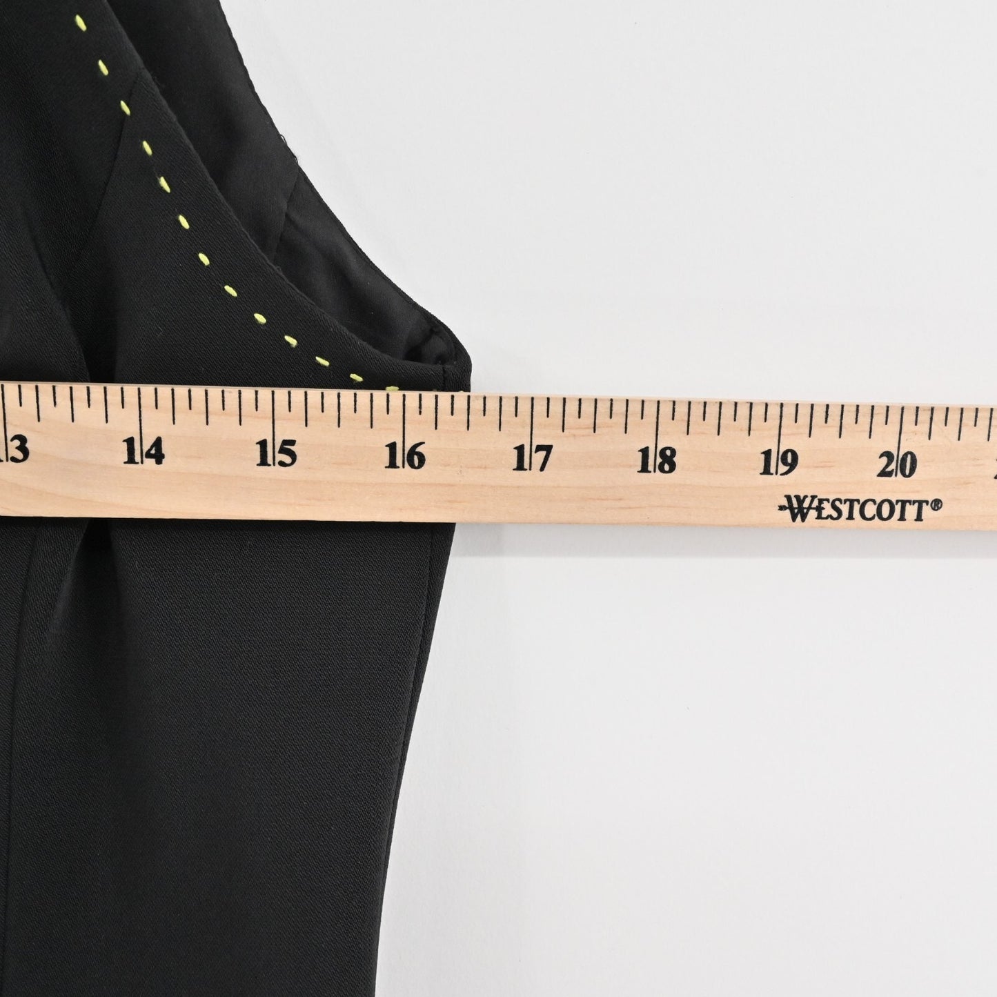 W by WORTH Dress Size 2 Classic Black Sleeveless Yellow Stitch Trim Quiet Luxury