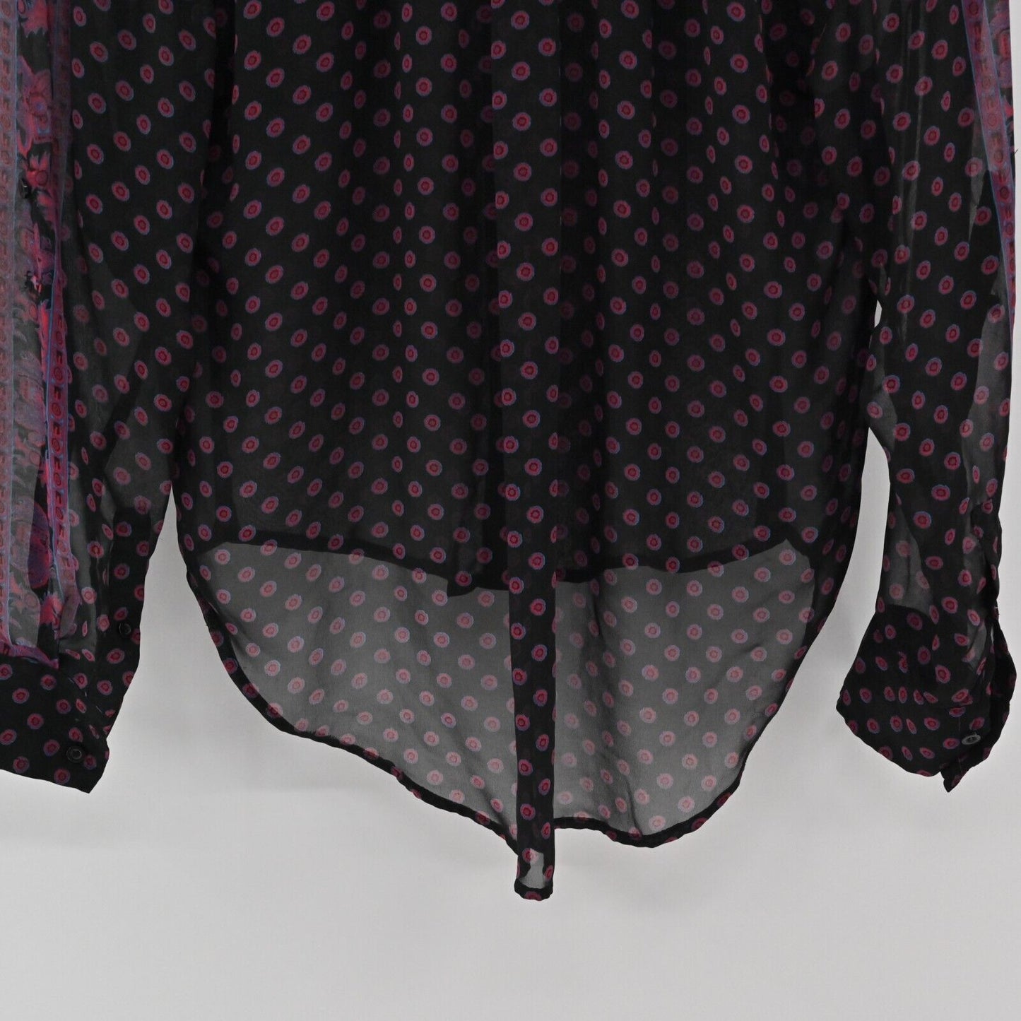FREE PEOPLE Top Womens Size XS Easy Rider Button Down Blouse Black Combo Floral