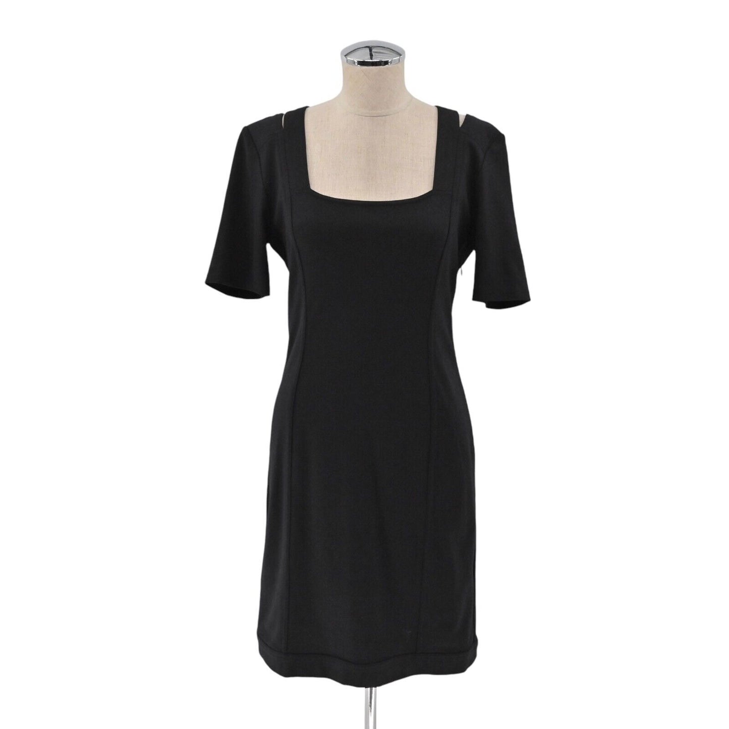 REISS Dress Womens Size M Black Starlet Strappy Cross Back Bodycon Short Sleeve