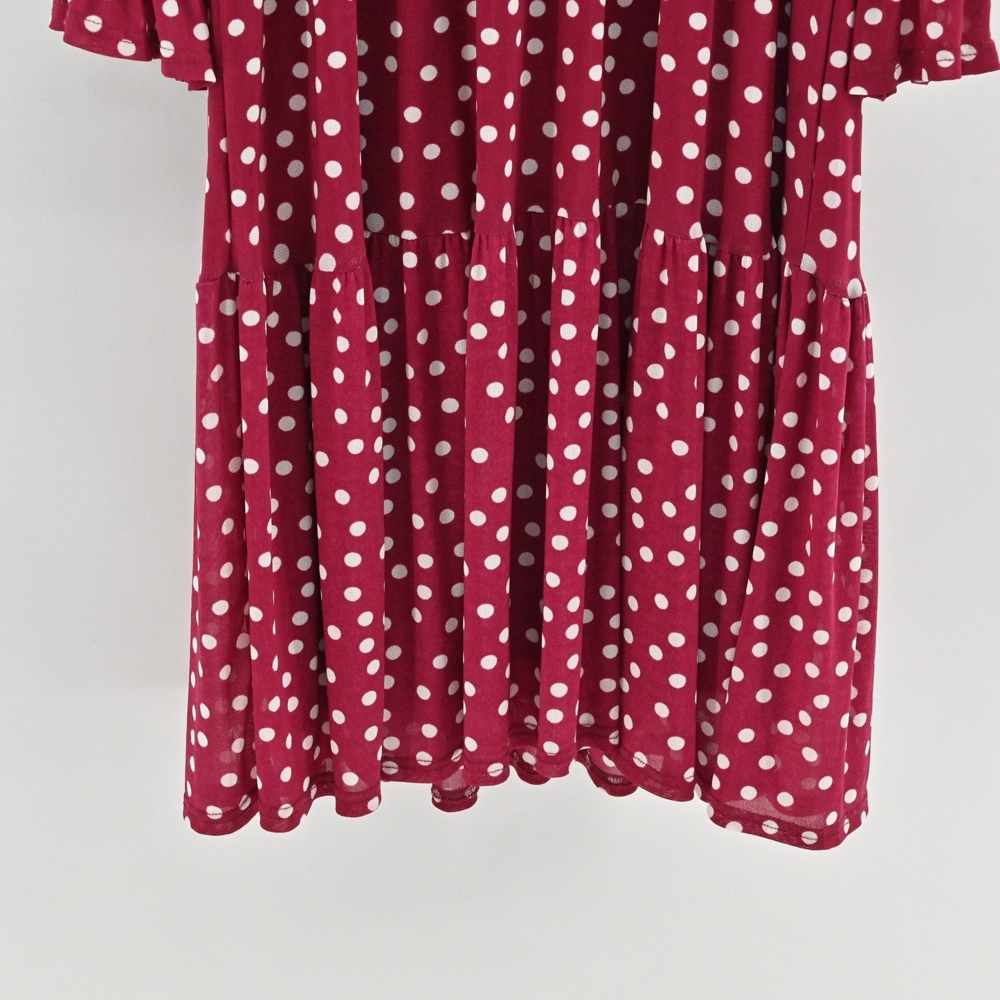 Elizabeth & James Polka Dot Midi Dress Size L Red White Tiered Retro Whimsical