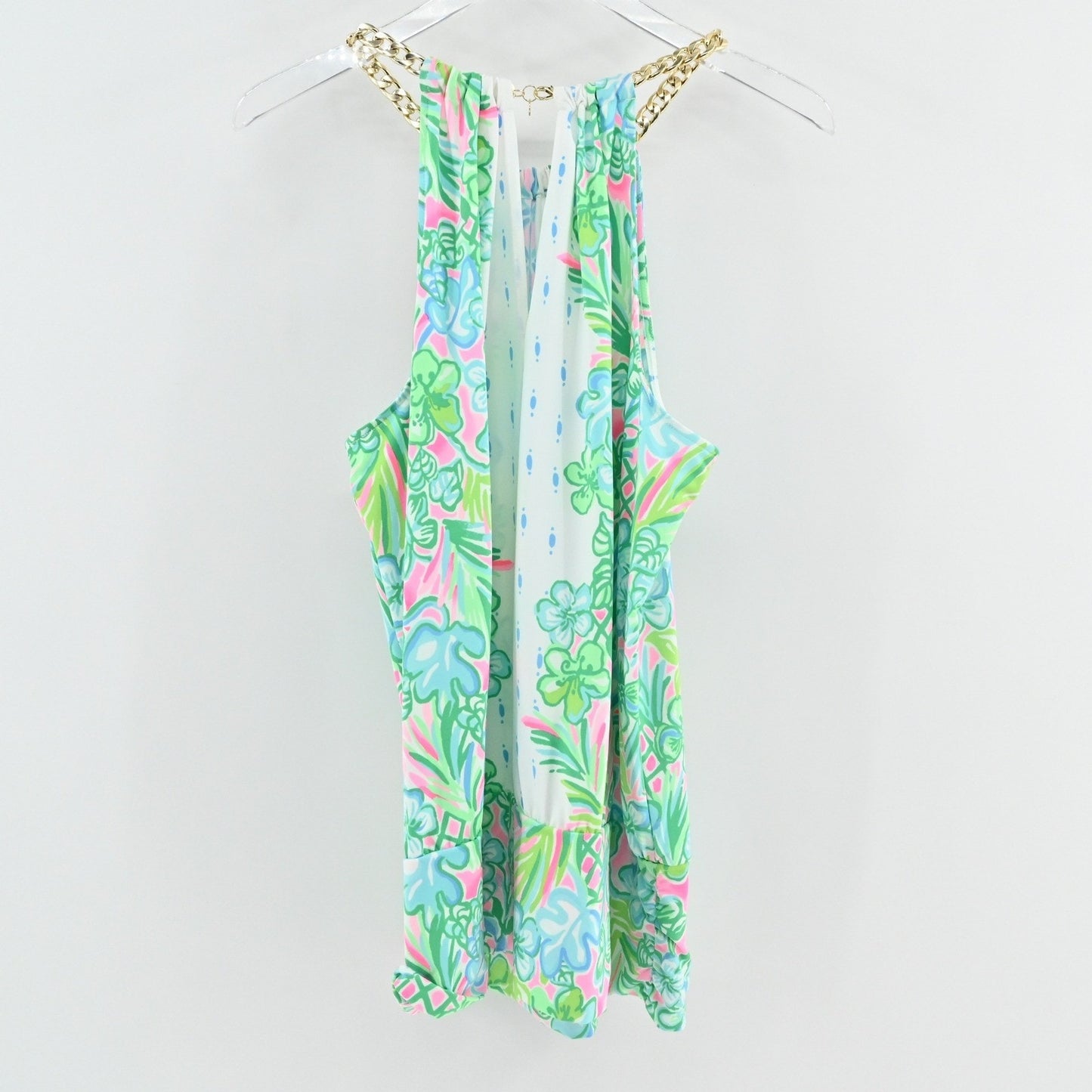 Lilly Pulitzer Bowen Top Size XL Coconut Row Engineered Knit Halter Chain Strap