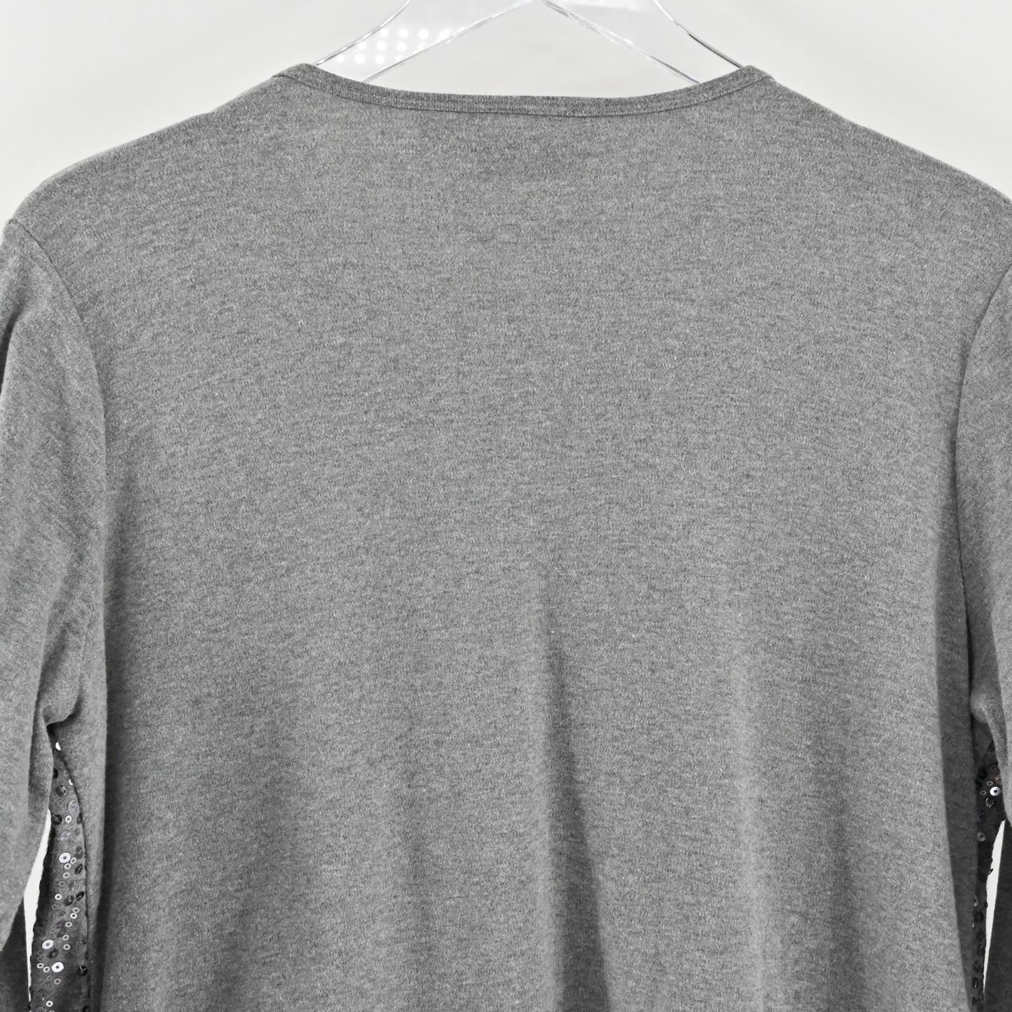 Quacker Factory Womens Sequin Cardigan Size M Silver Gray Button Front Sweater