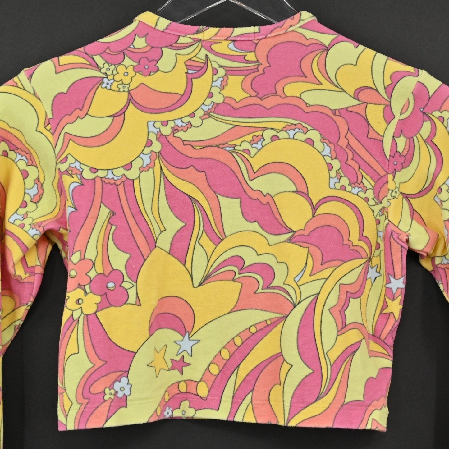 Frankies Bikinis Womens Cheri Terry Cardigan Size S Psychedelic Print Cropped