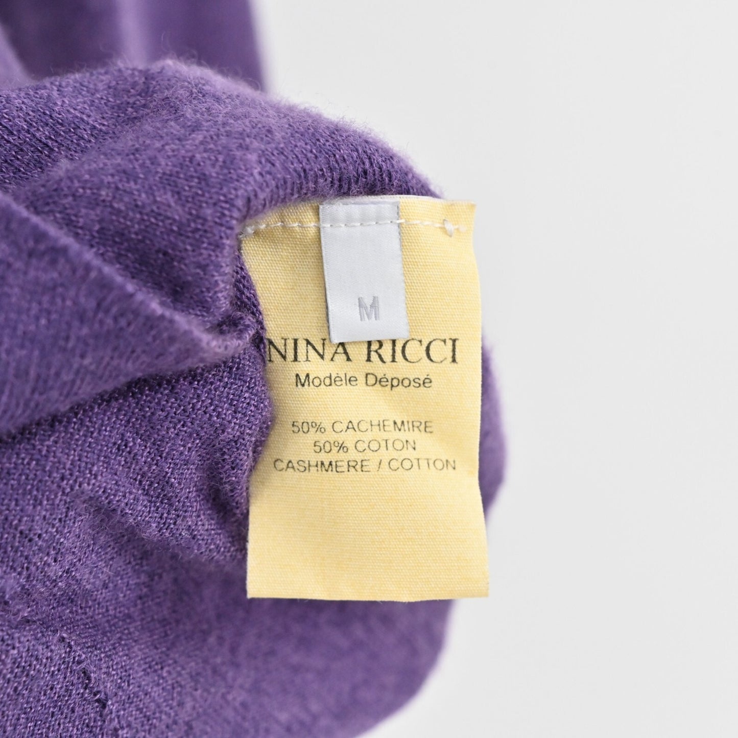 NINA RICCI Sweater Womens Size M Cashmere Blend Purple VNeck Knit Cardigan