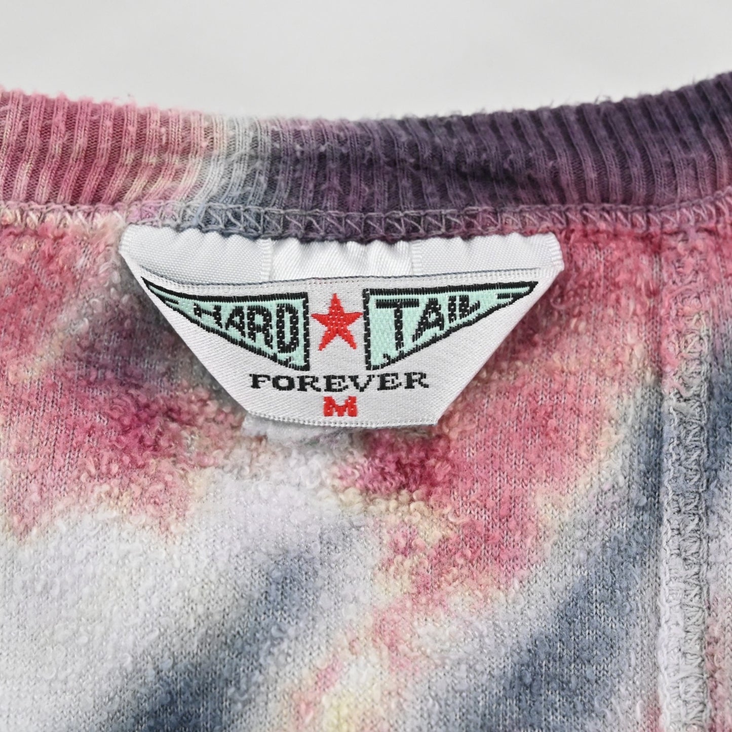 Vtg Y2k Hard Tail Womens Tie Dye Top Size M French Terry Long Sleeve VNeck Logo
