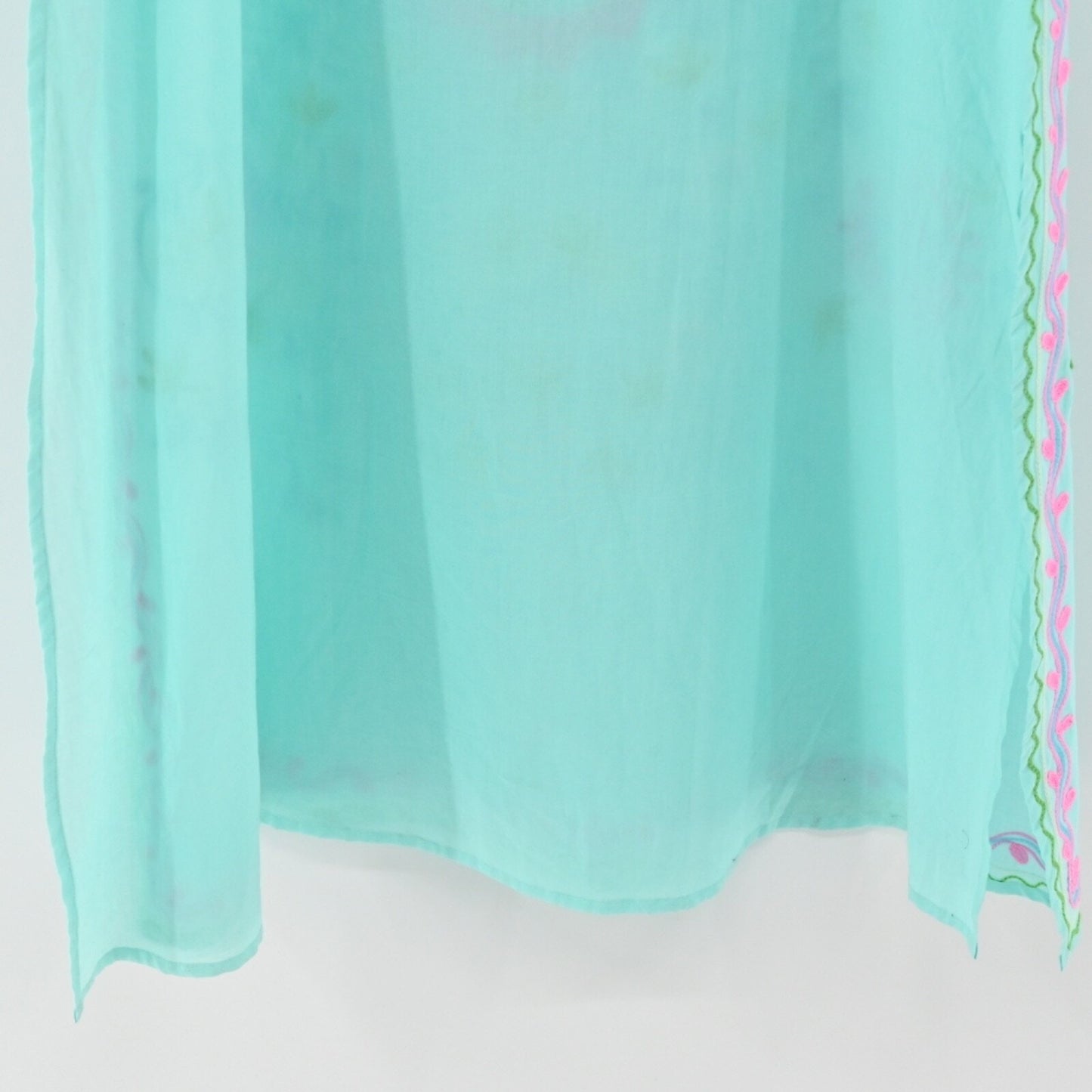 UNE BELLE TROUVAILLE Embroidered Maxi Dress Size M Blue Resort Floral Cotton NEW