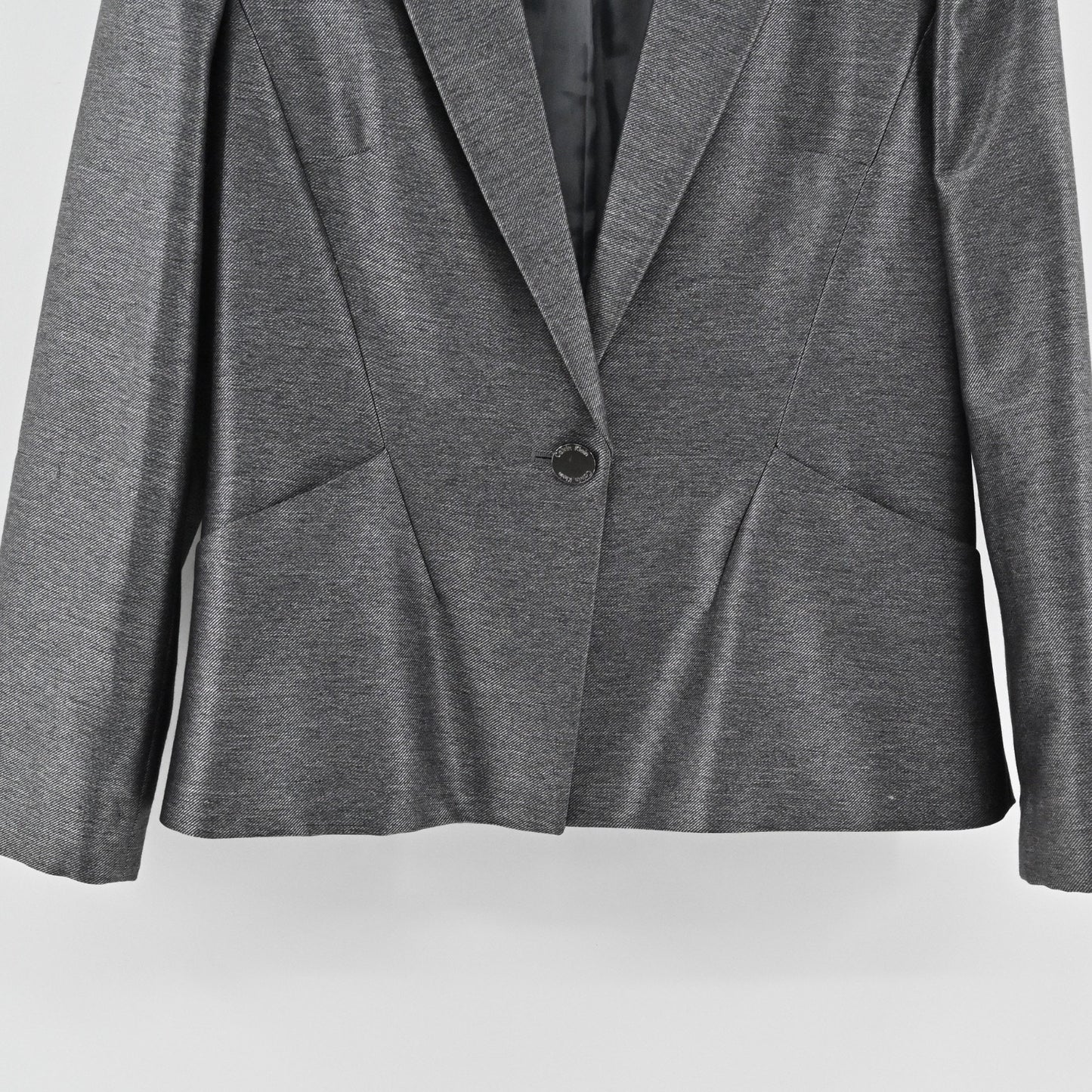 Calvin Klein Womens Twill Blazer Sz 6 Gray Pockets Minimalist Office Career Chic