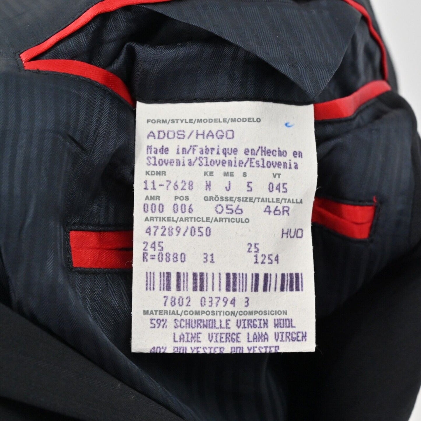 VTG 00s HUGO BOSS Mens Size 46 Blazer Black Pinstripe Single Breasted Wool Blend