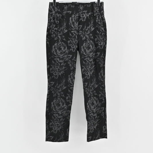 WHBM Brocade Floral Pants Womens 4 Jacquard Floral Tuxedo Silver Button Metallic