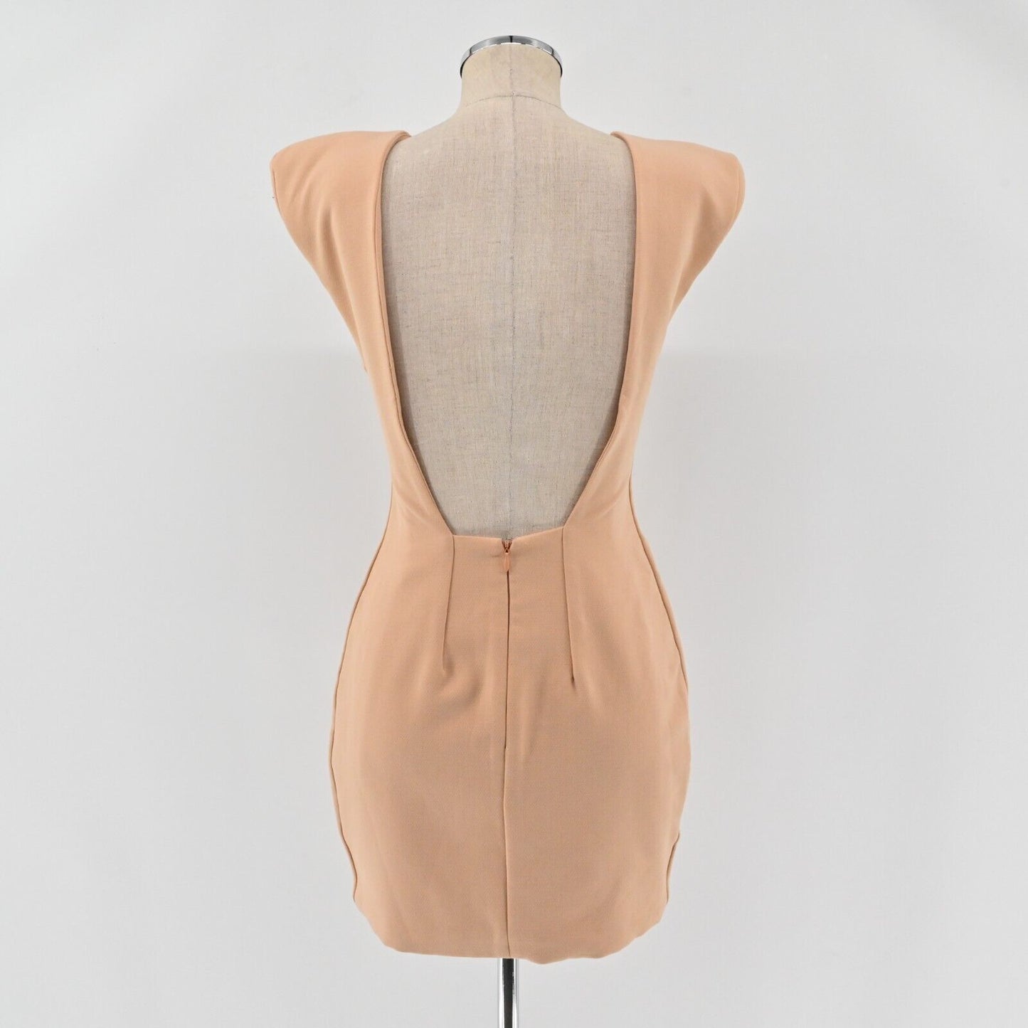AQUA BY AQUA Dress Womens Size 8 Parnassus Woven Mini Nude Padded Shoulders
