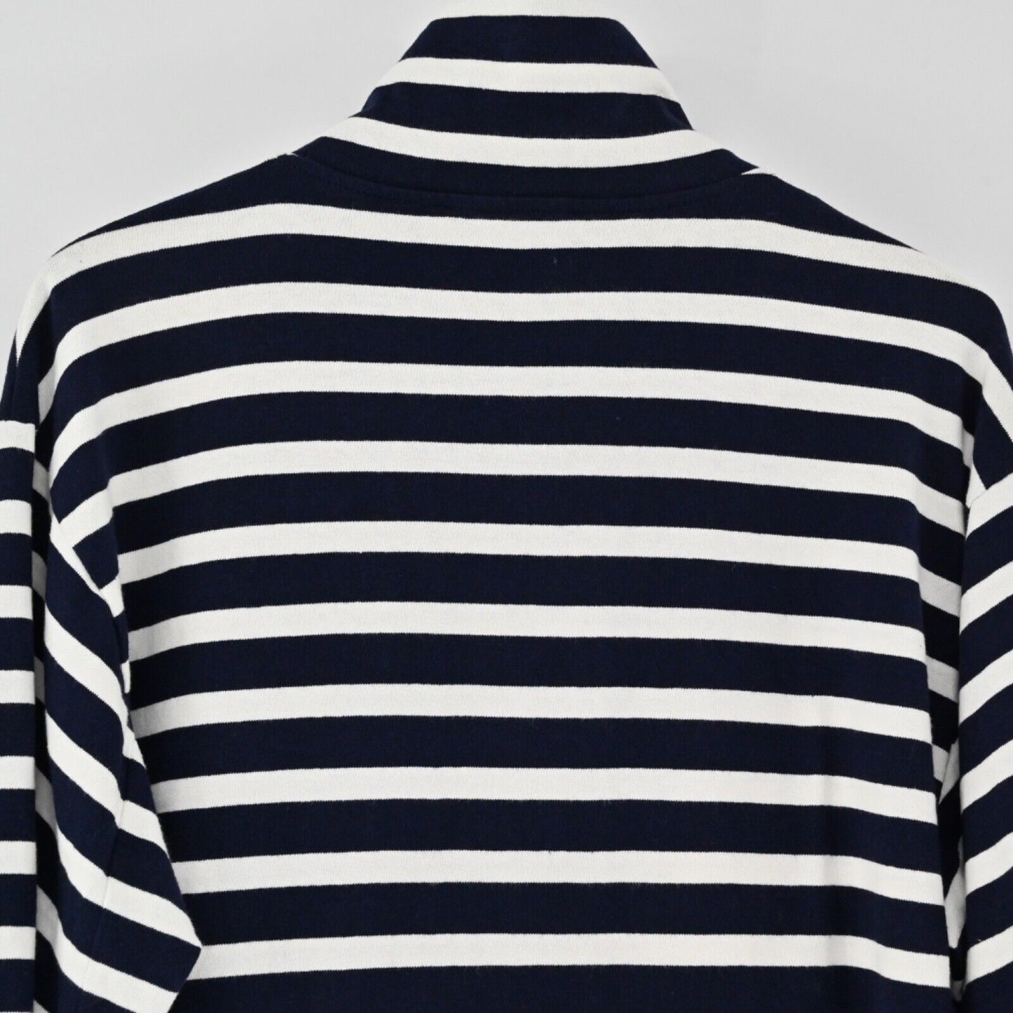 J CREW Sweatshirt Womens Size M Navy Blue White Stripe 100% Cotton Nautical Cape