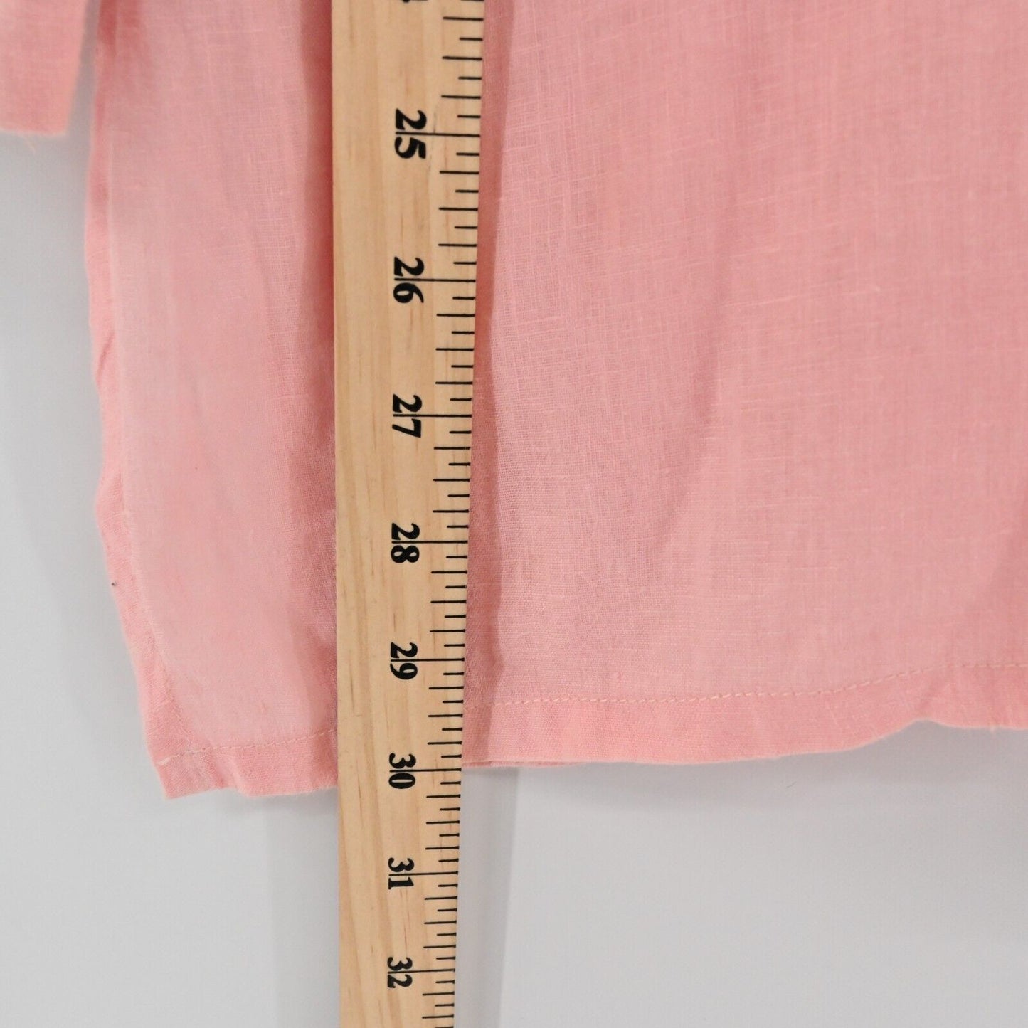 BARBARA GERWIT Top Womens Size M Linen Beaded Detail Pink Tunic Split VNeck