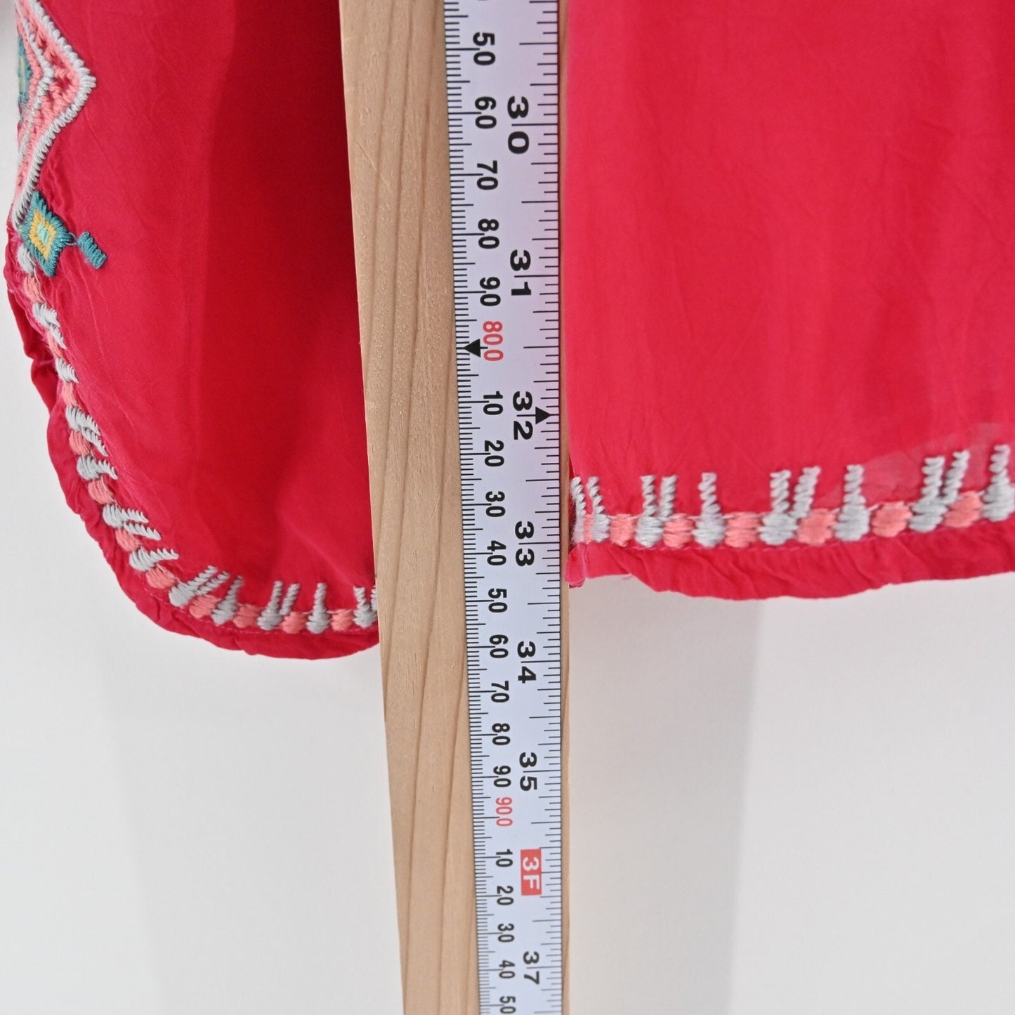 JOHNNY WAS Vanessa Embroidered Top Womens Size L Red Rayon Tunic Boho Blouse