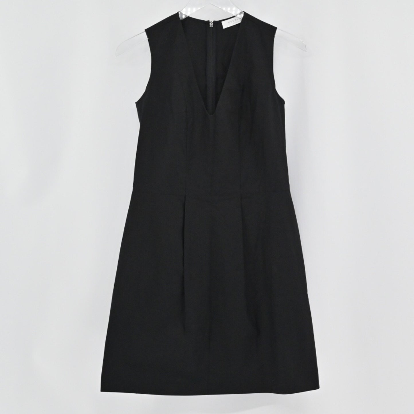 EVERLANE Black Dress Size XS Pleated Mini Sleeveless Cotton Retro Capsule Office