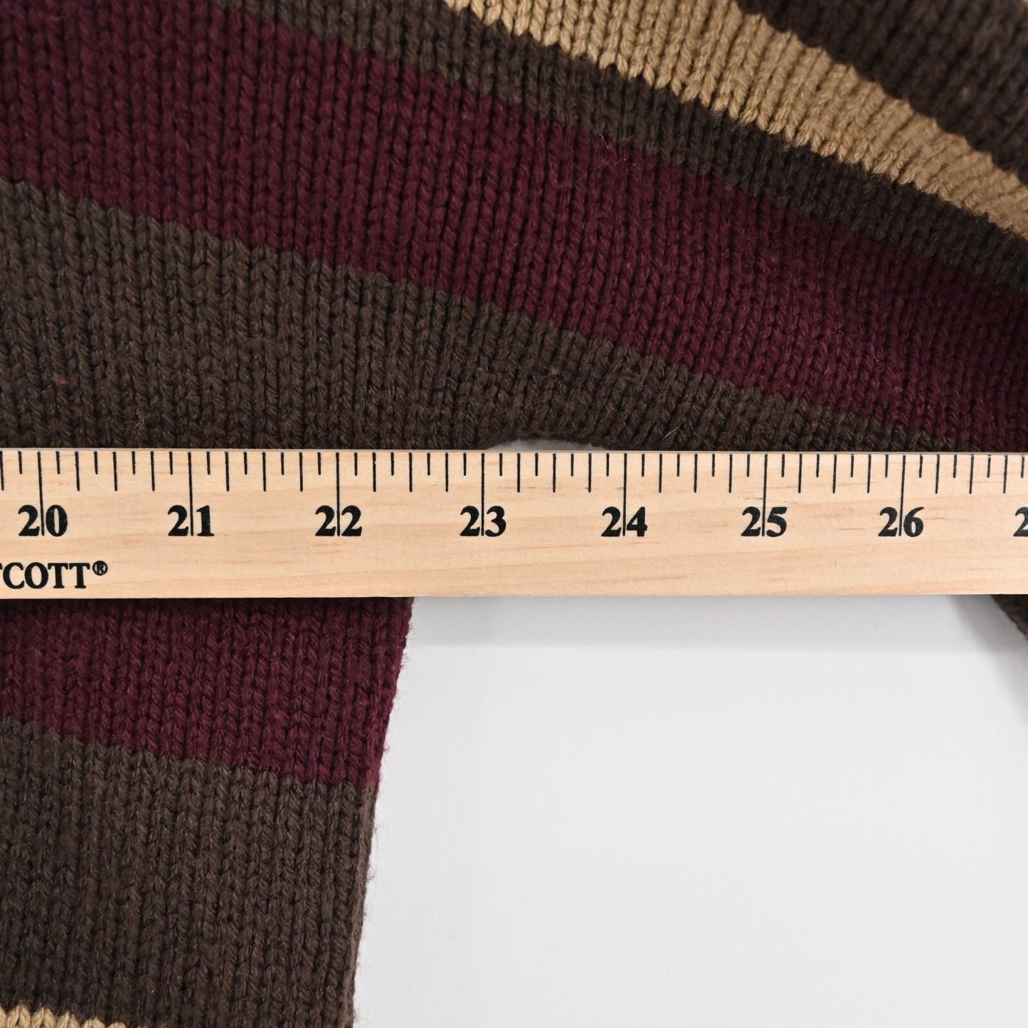 525 AMERICA Womens Striped Sweater Size L Brown Tan Turtleneck Knit Whipstitch