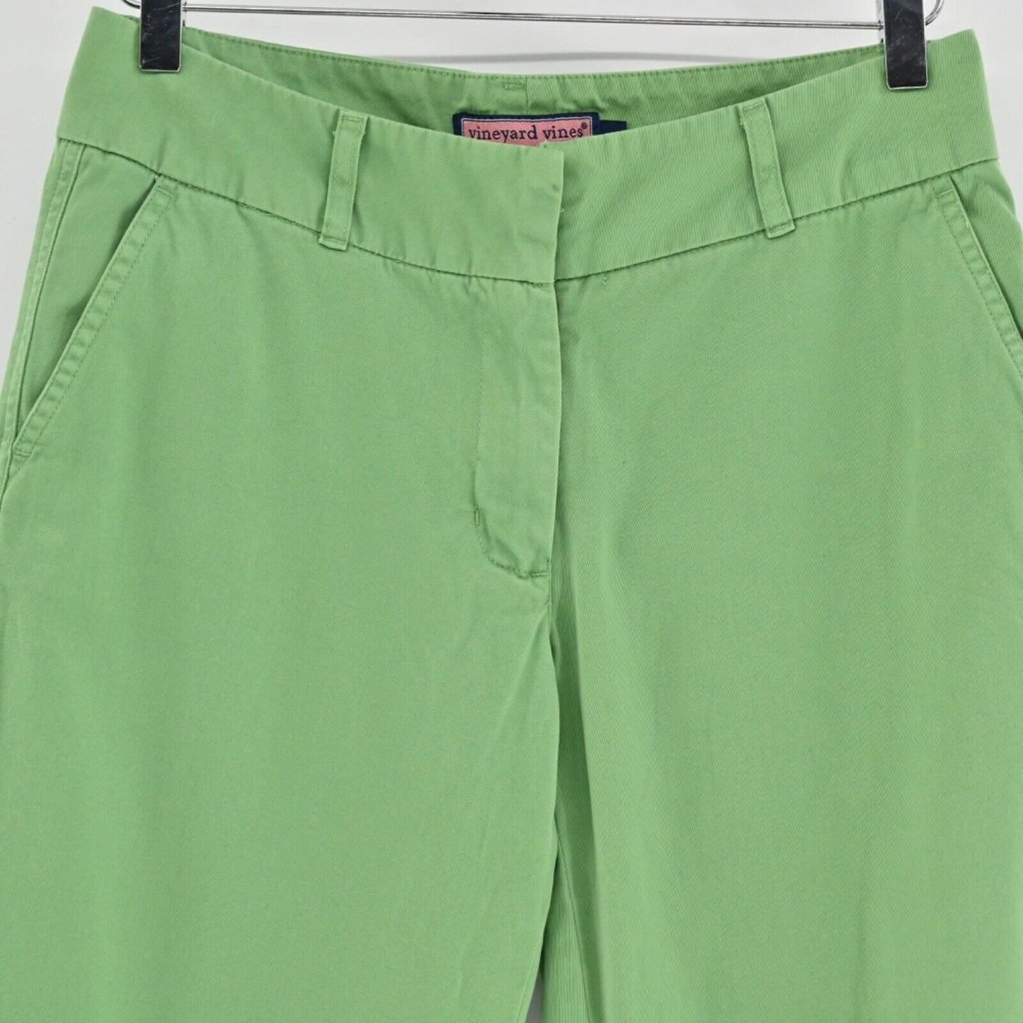 VINEYARD VINES Chino Pants Womens Size 2 Green 100% Cotton Low Rise Flare Preppy