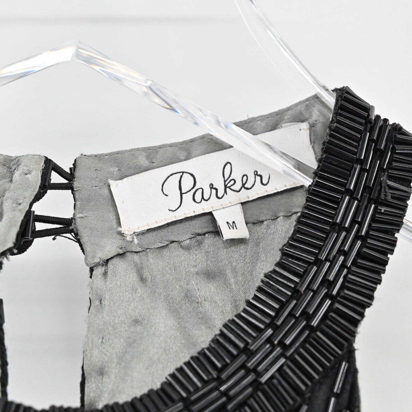 PARKER Dress Sz M Silk Beaded Isla Firecracker Starburst Poinsettia Mini Halter