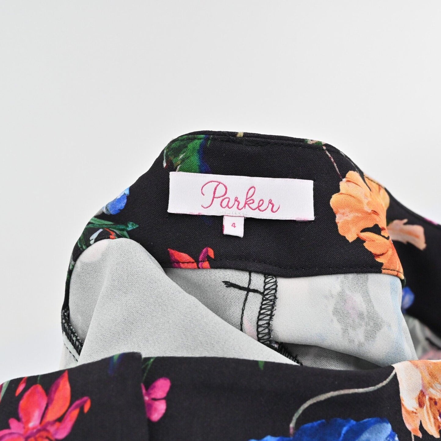 PARKER Pants Womens Sz 4 Black Multi Sotero Floral Print Striped Joggers Pleated