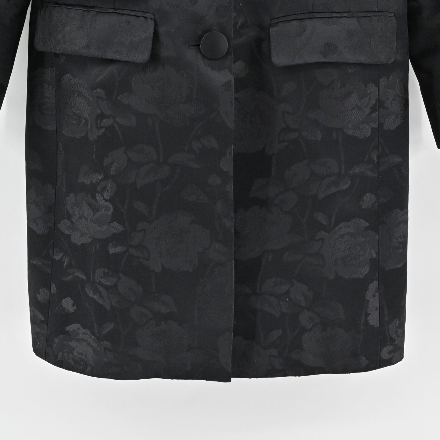 STYLE PARIS Jacket Womens 42 Black Silk Floral Damask Brocade Susan Sutherland