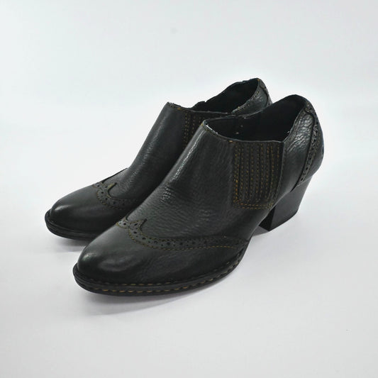 Born Womens Chattel Chelsea Booties Size 9 Black Leather Ankle Slip On Heel