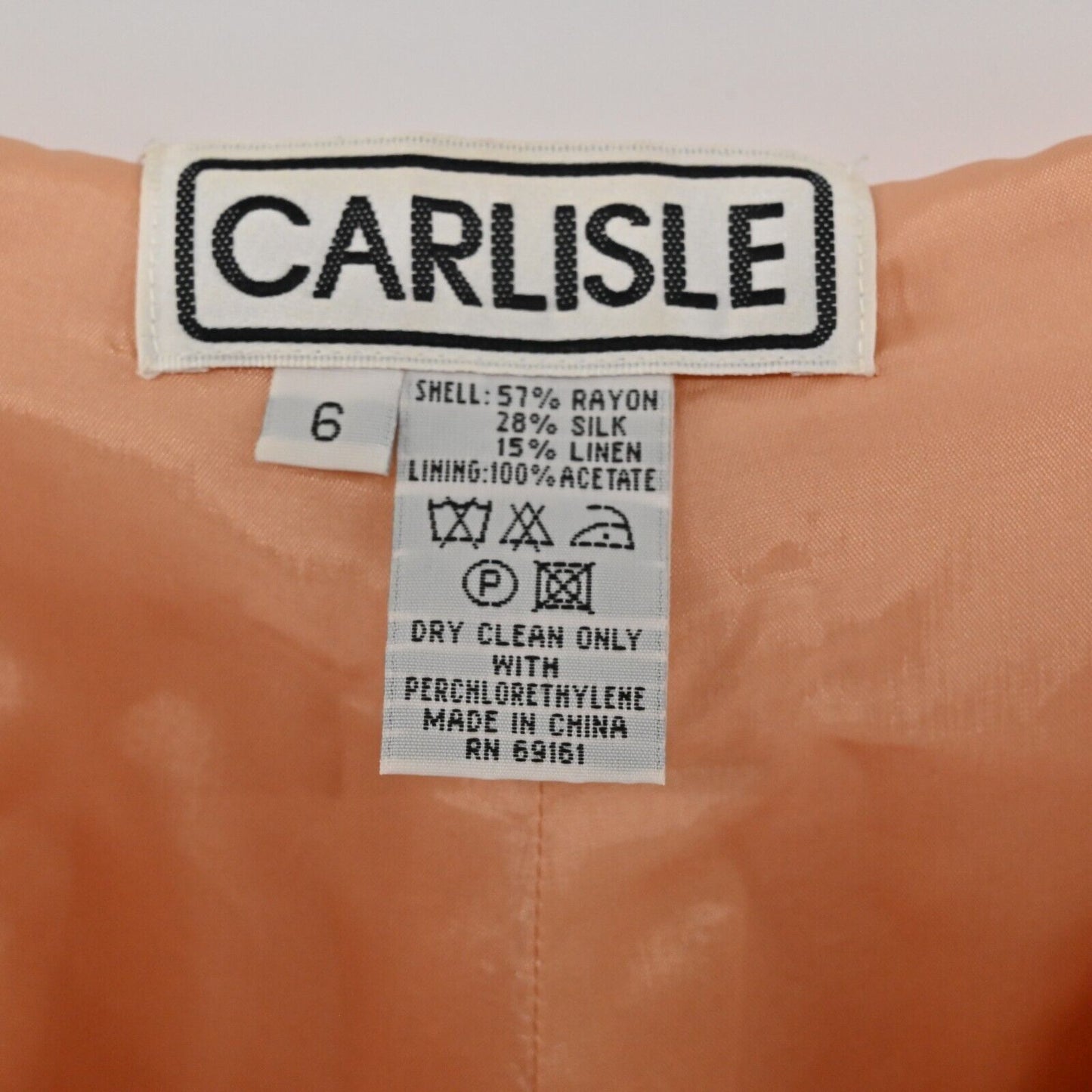 Vtg CARLISLE Set Womens Sz 4/6 Coral Beaded Square Tank Jacquard Straight Pants