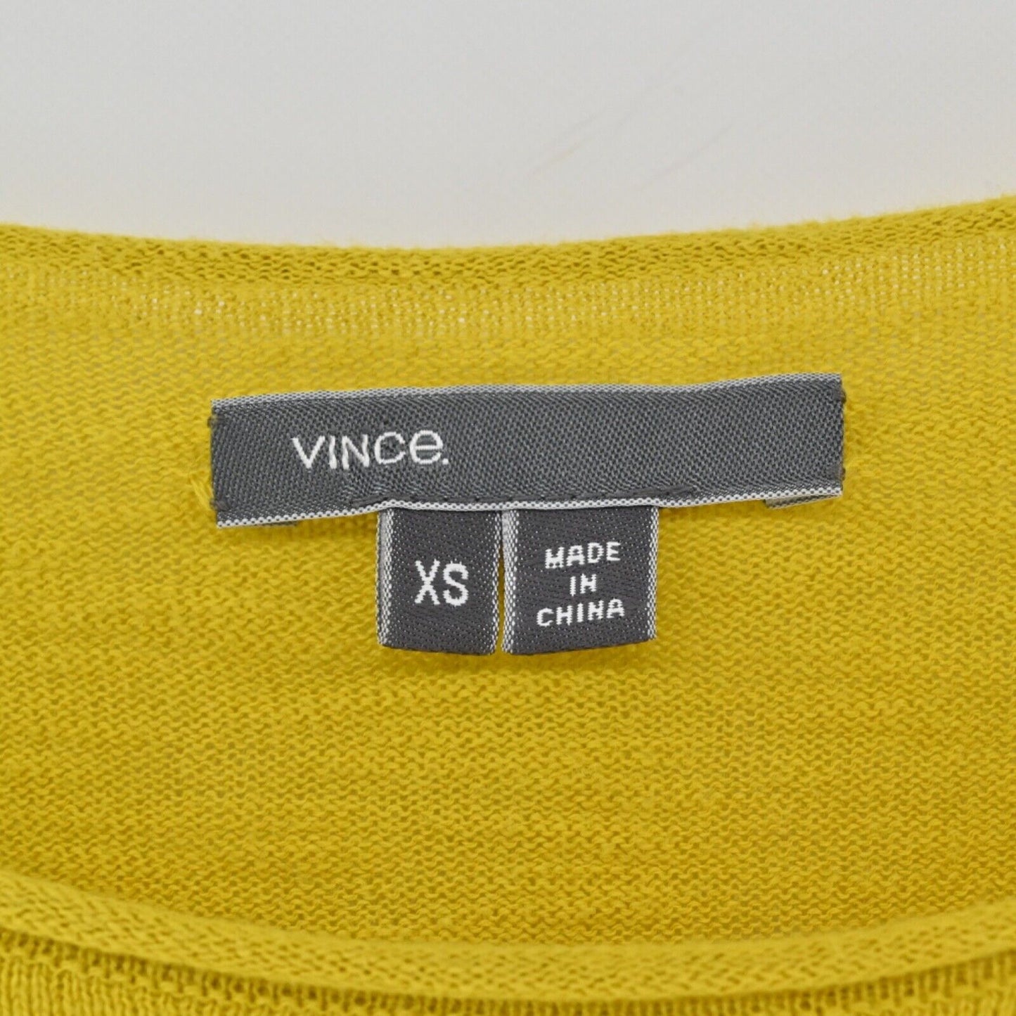 VINCE Top Womens Sz XS Mustard Yellow Slub Knit Relaxed Boat Neck Dolman Sleeve