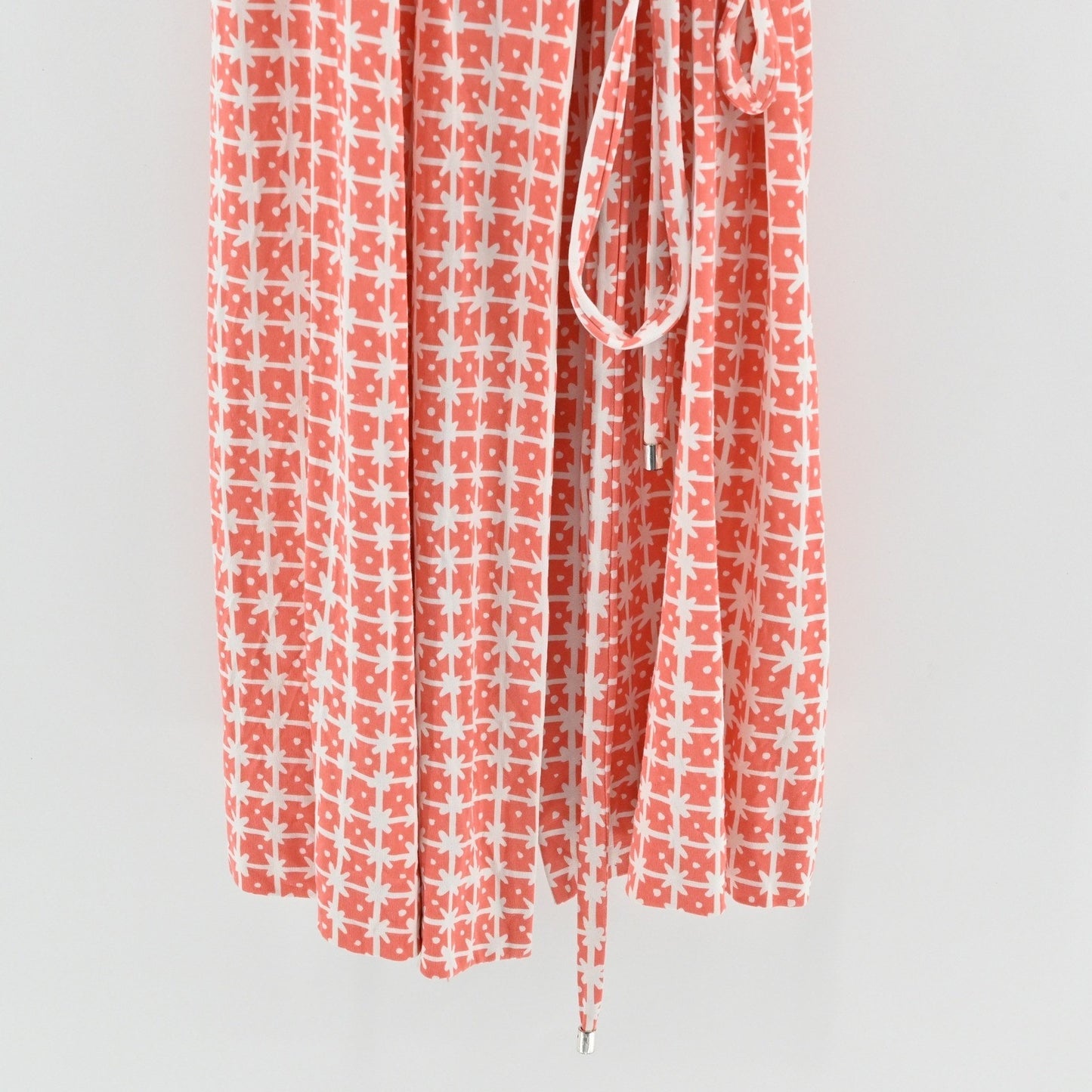 Diane Von Furstenberg Silk Wrap Dress Size 6 Coral Geo Print Chic Parisian DVF